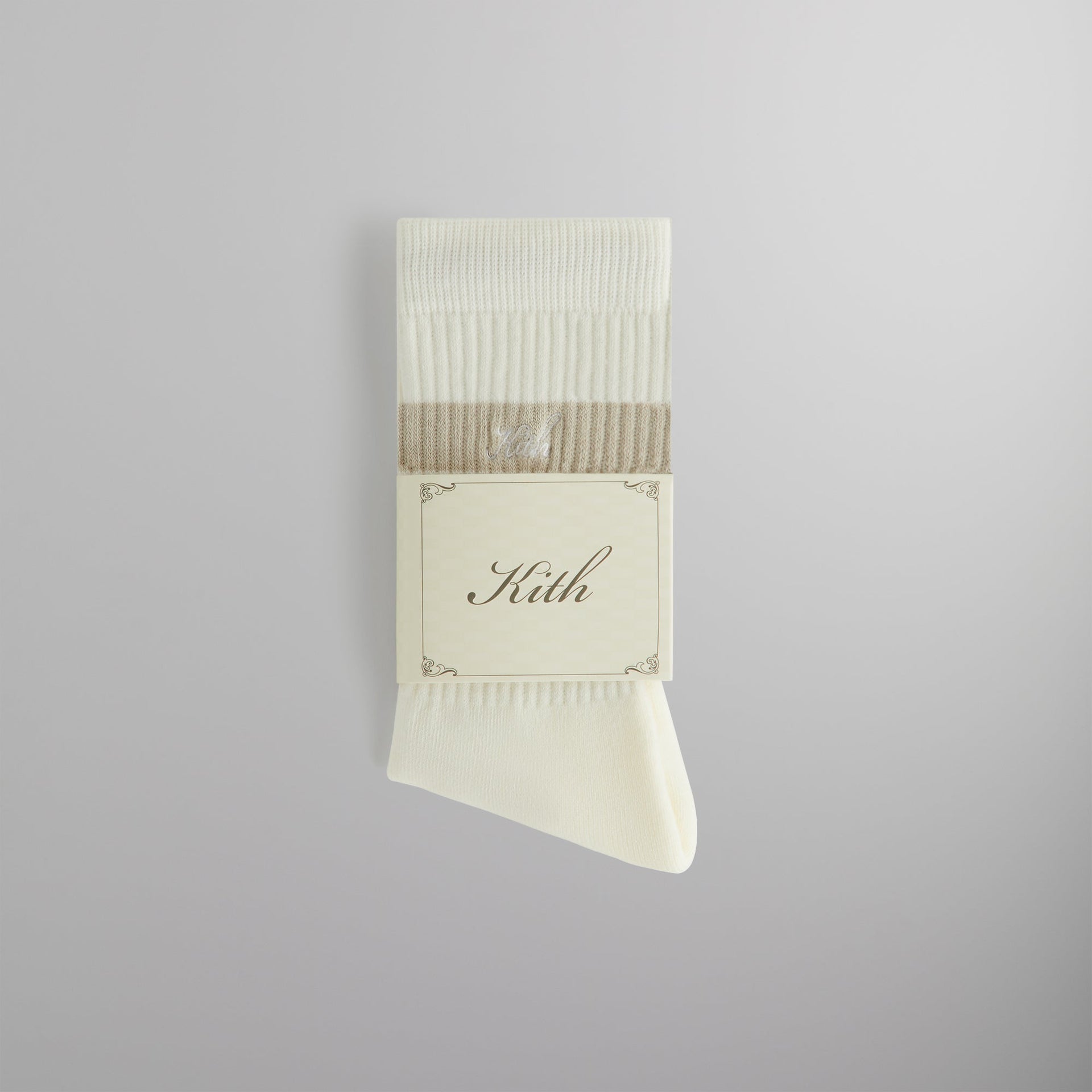 Kith Double Stripe Script Embroidered Cotton Crew Socks - Hallow PH