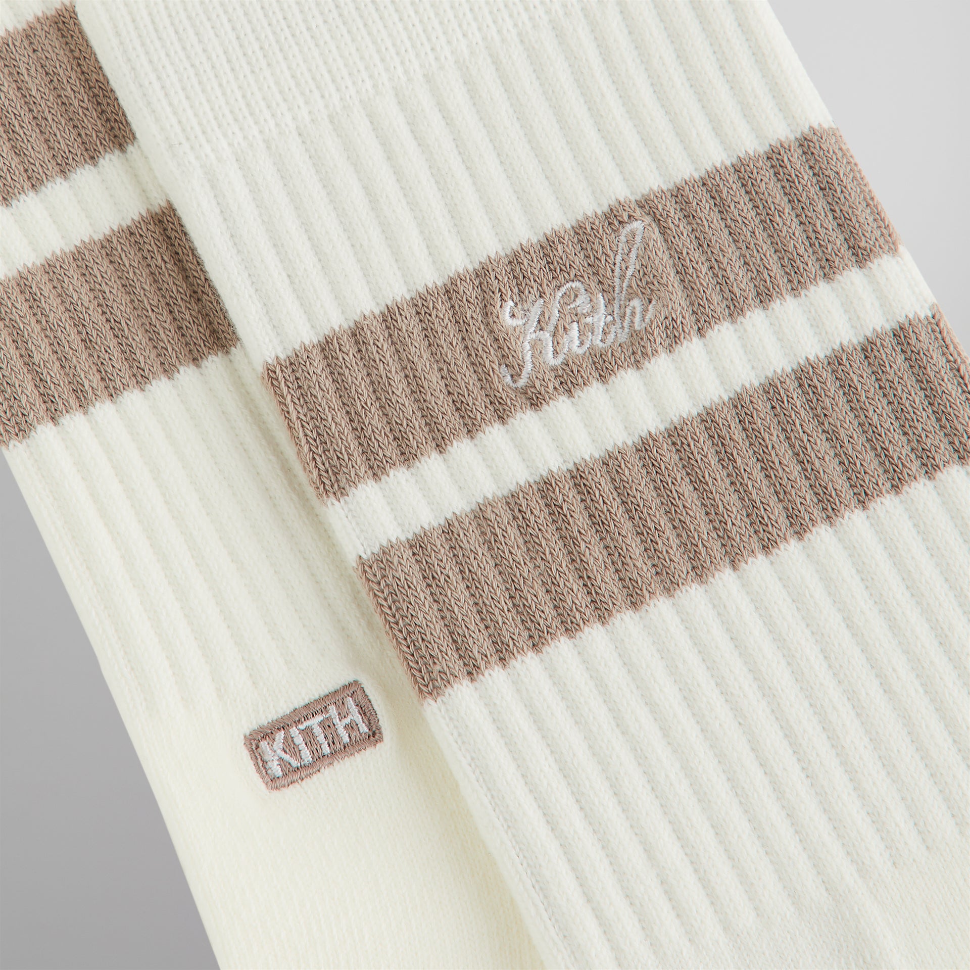 Kith Double Stripe Script Embroidered Cotton Crew Socks - Molecule