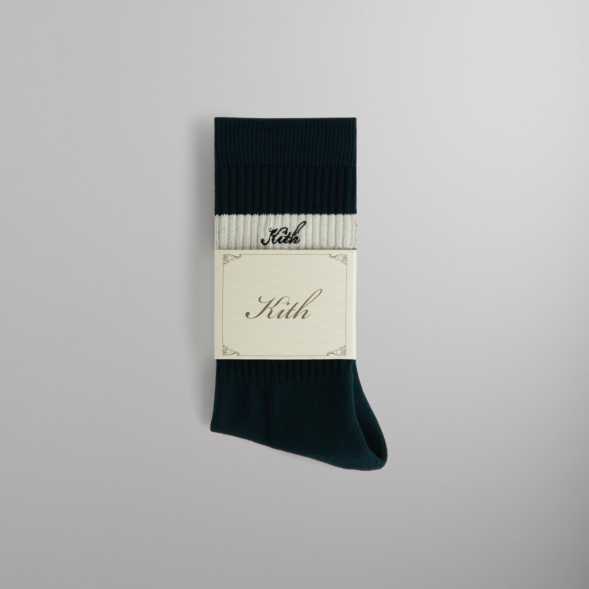 Kith Double Stripe Script Embroidered Cotton Crew Socks - Stadium PH