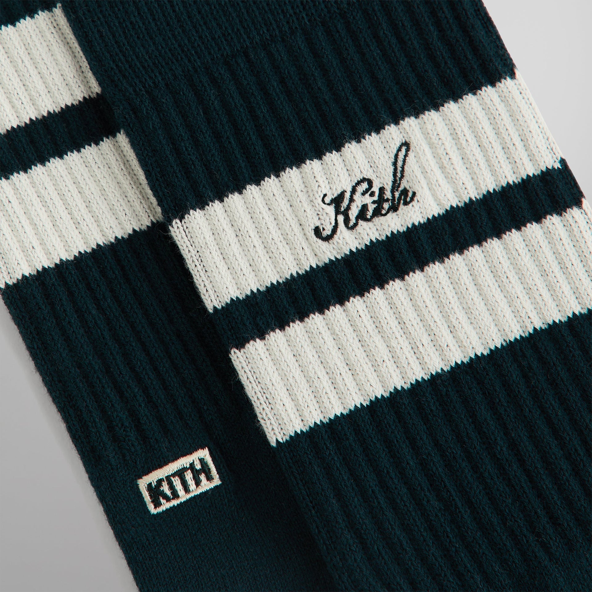 Kith Double Stripe Script Embroidered Cotton Crew Socks - Stadium PH