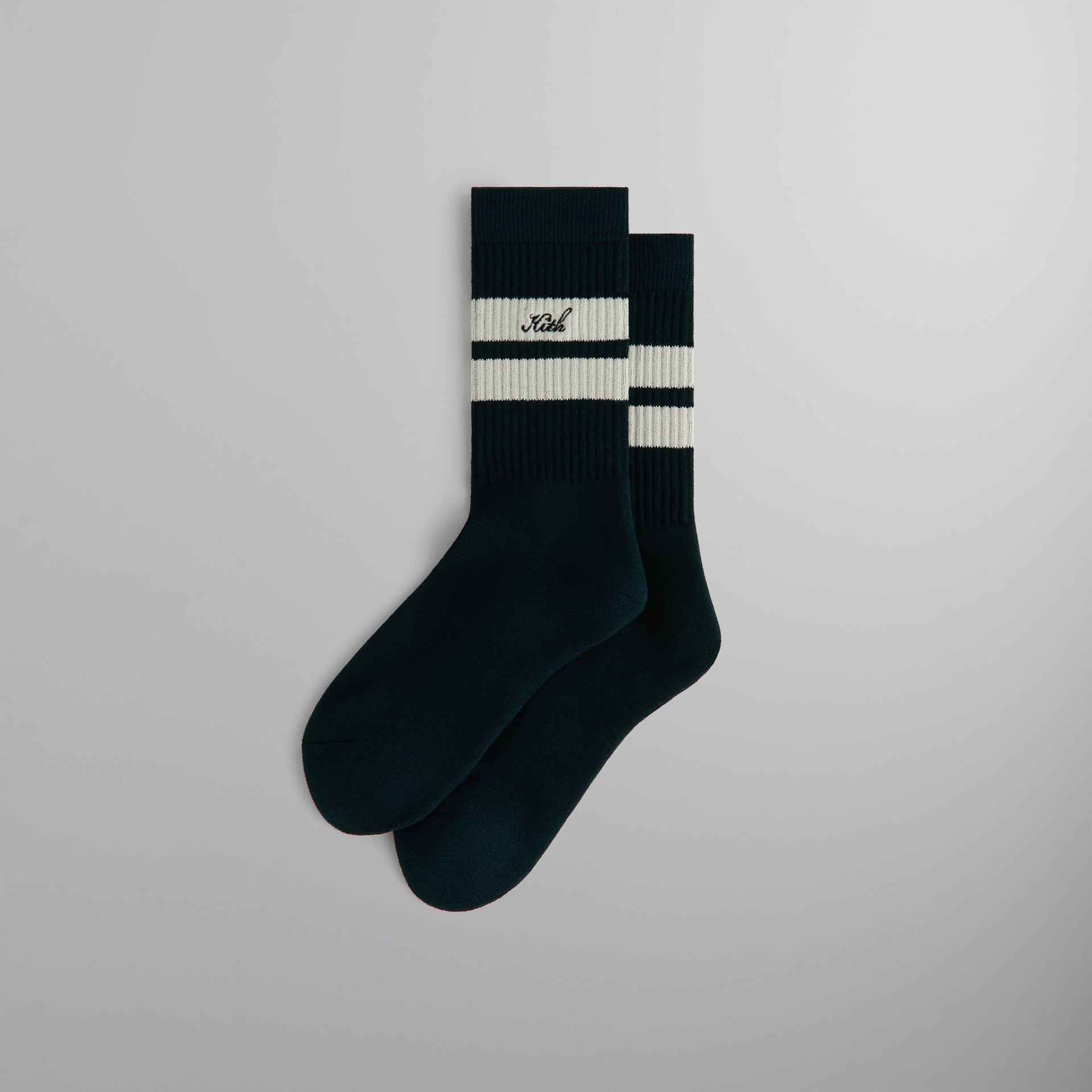 Kith Double Stripe Script Embroidered Cotton Crew Socks - Stadium PH