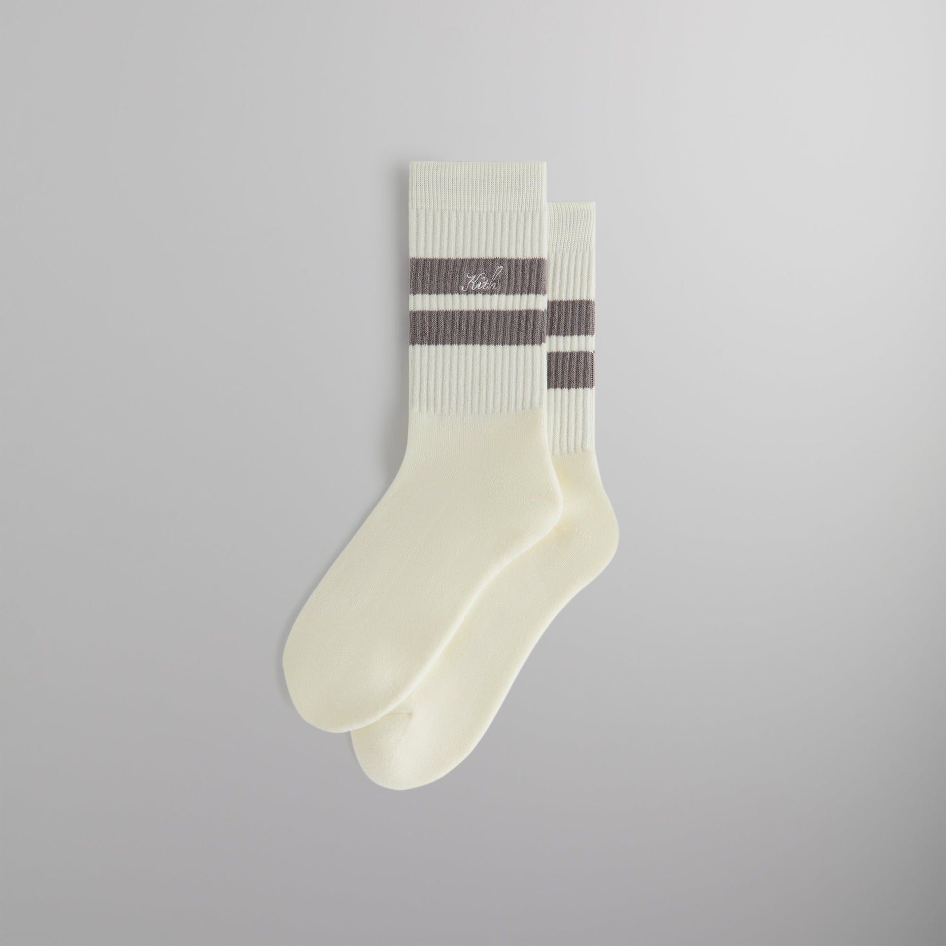 Kith Double Stripe Script Embroidered Cotton Crew Socks - Argon PH