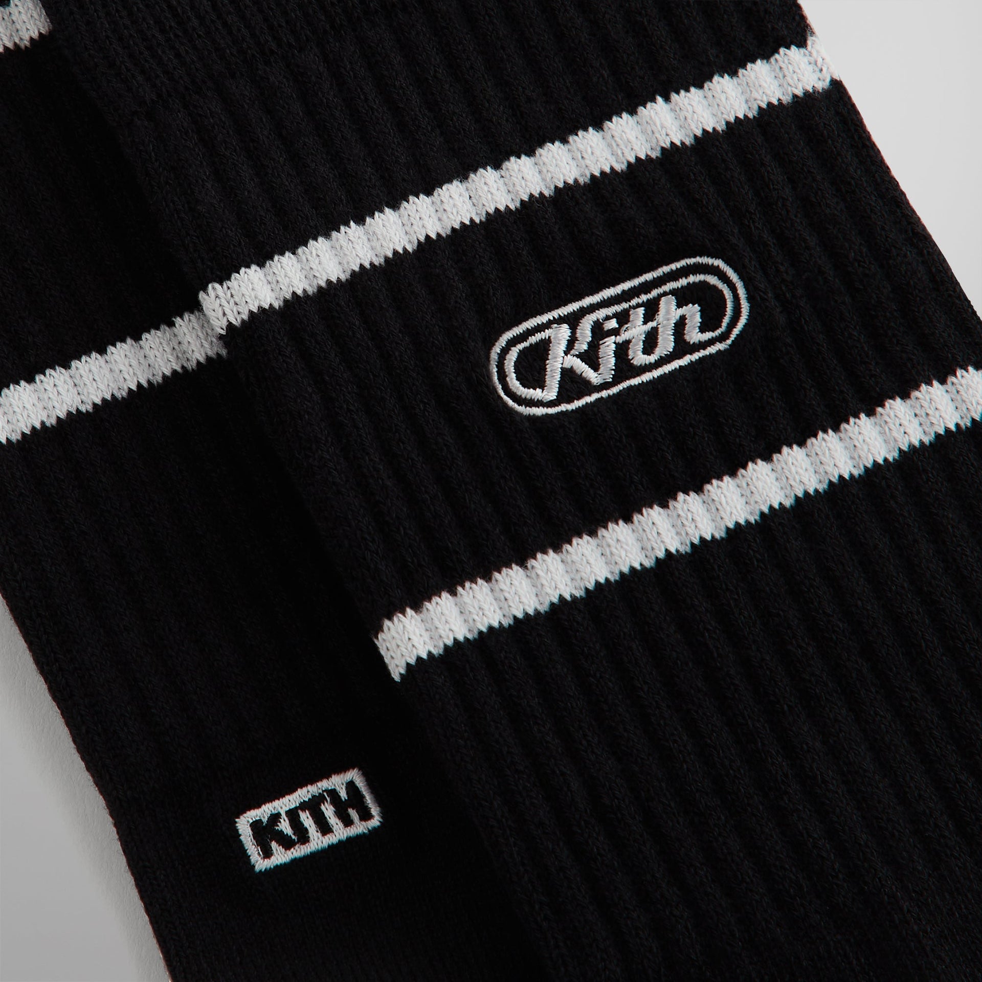 Kith Embroidered Logo Striped Crew Sock - Black PH