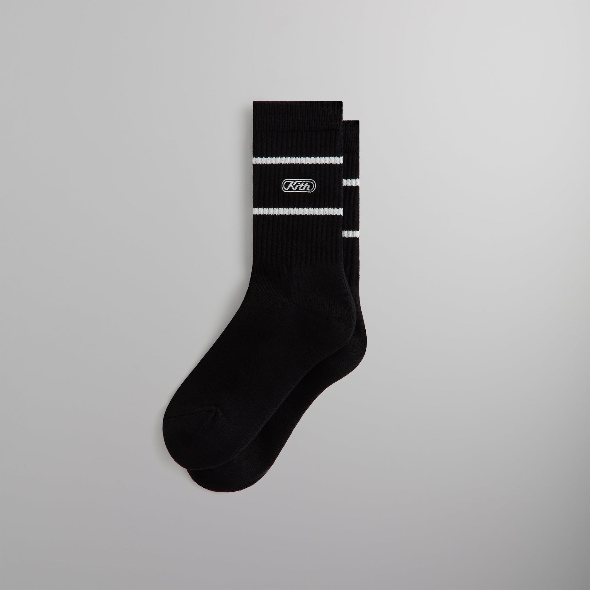 Kith Embroidered Logo Striped Crew Sock - Black PH