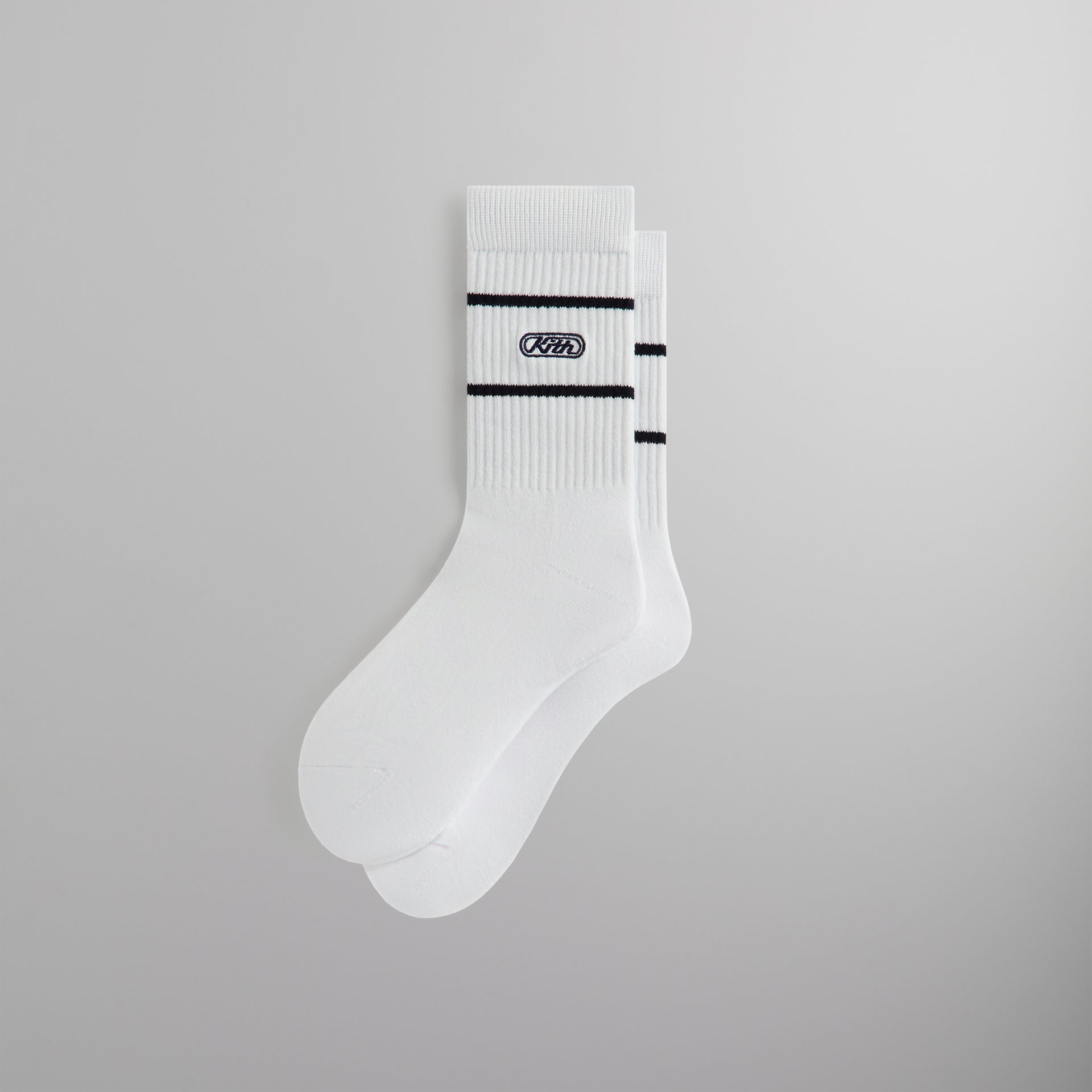 Kith Embroidered Logo Striped Crew Sock - White