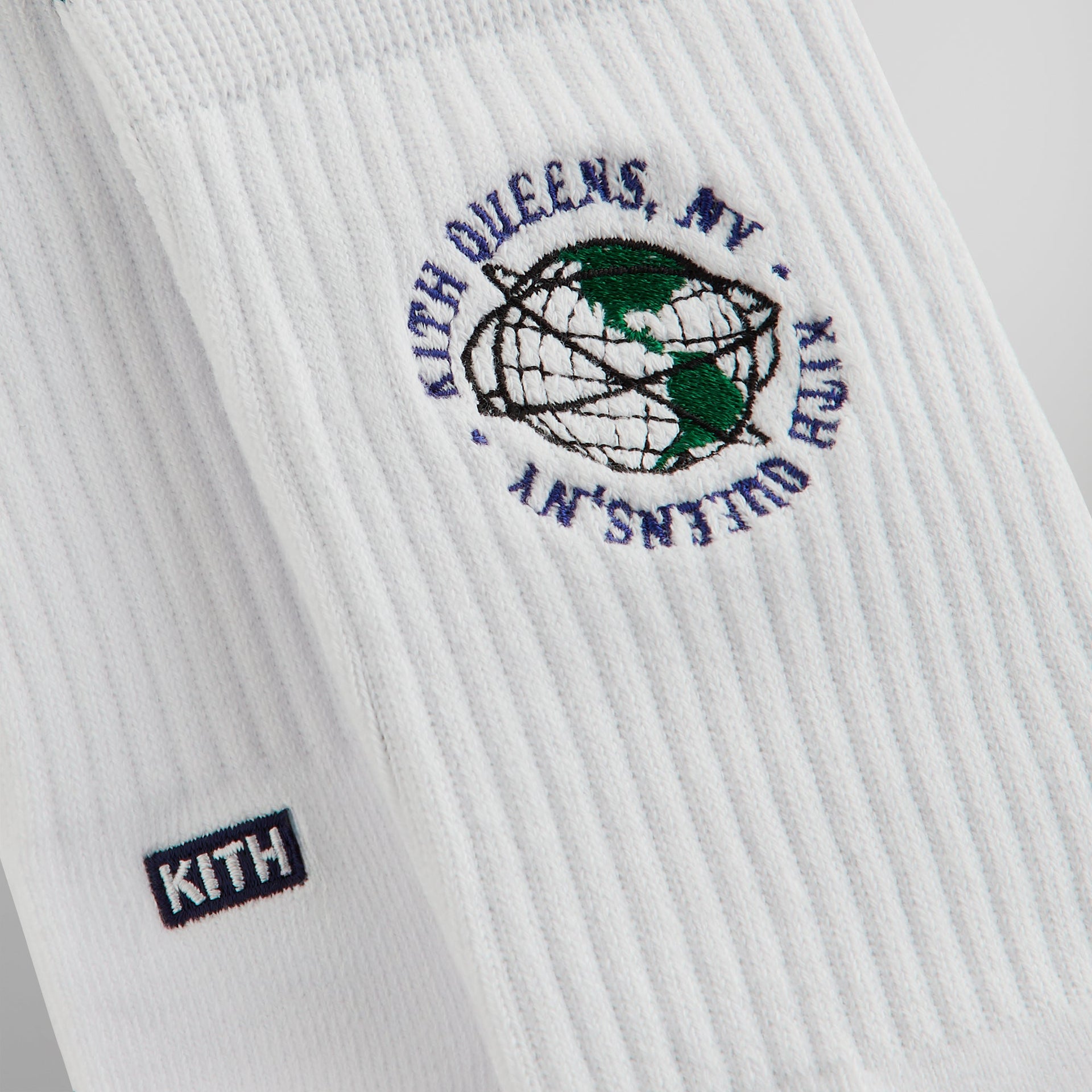 Kith Embroidered Globe Crew Sock - White PH