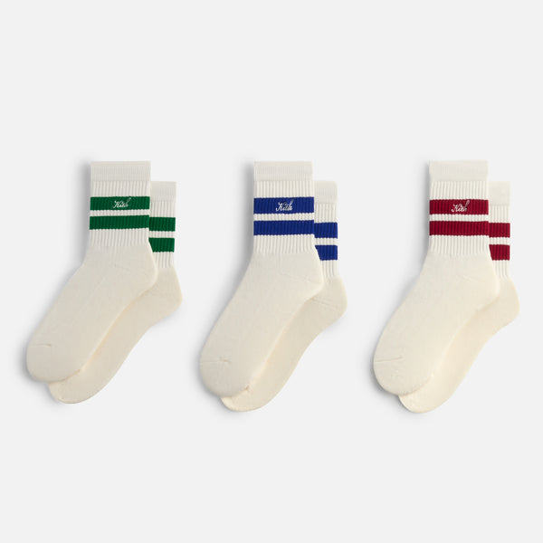 ★24SS★Kith Striped Mid Crew Socks With Script Embroidery Kith Stripe Embroidery Script Crew Socks Region Men's - SS24