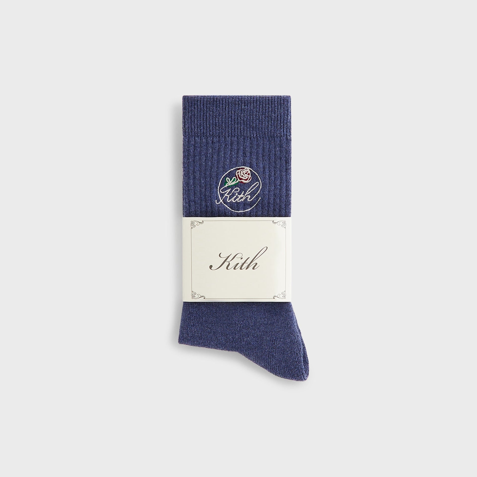 Kith Rose Script Cotton Crew Socks - Elevation Heather