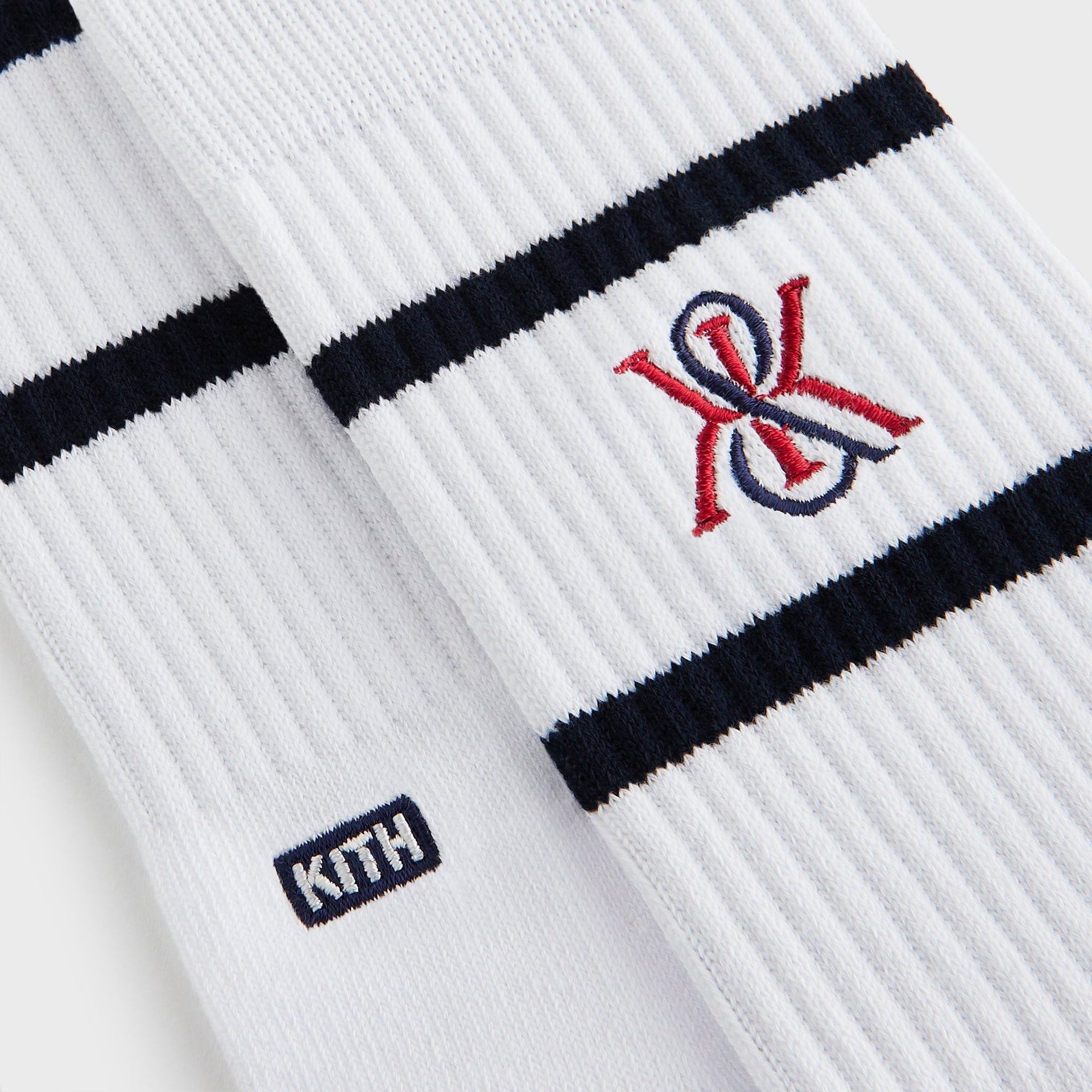 Kith 3-Pack K Crest Striped Cotton Crew Socks - White - PH
