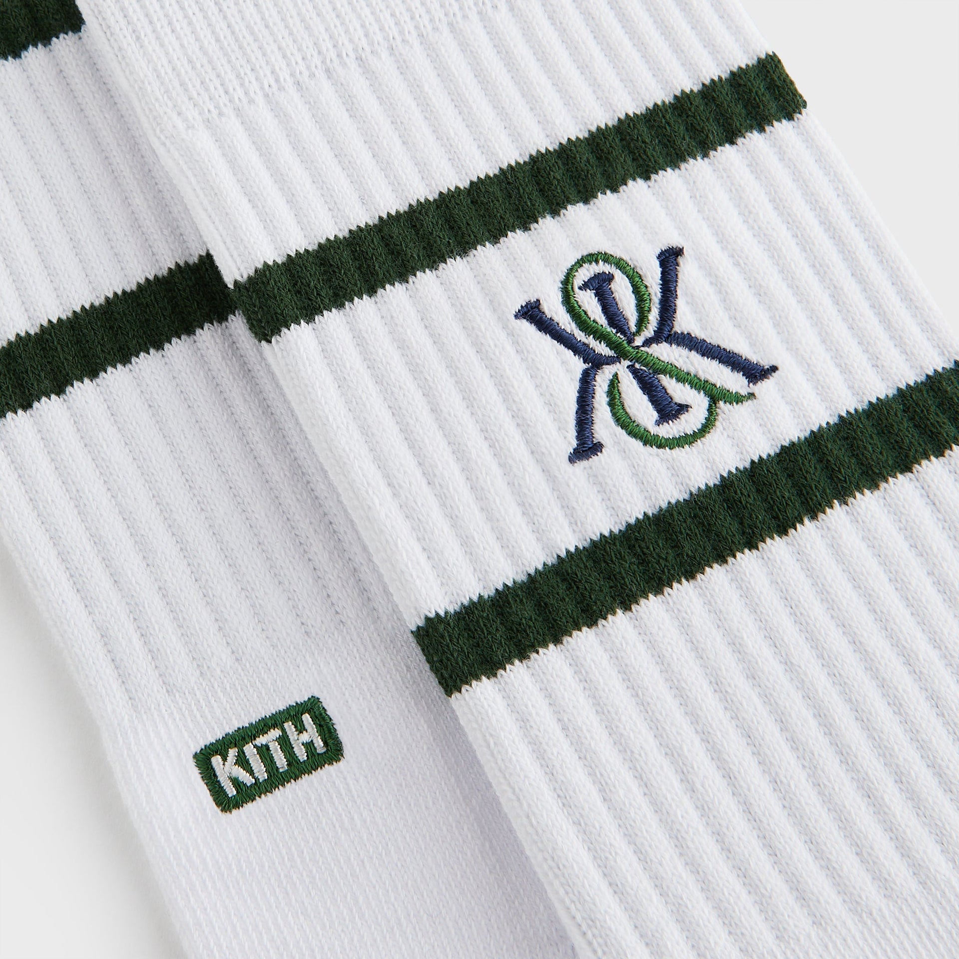 Kith 3-Pack K Crest Striped Cotton Crew Socks - White - PH