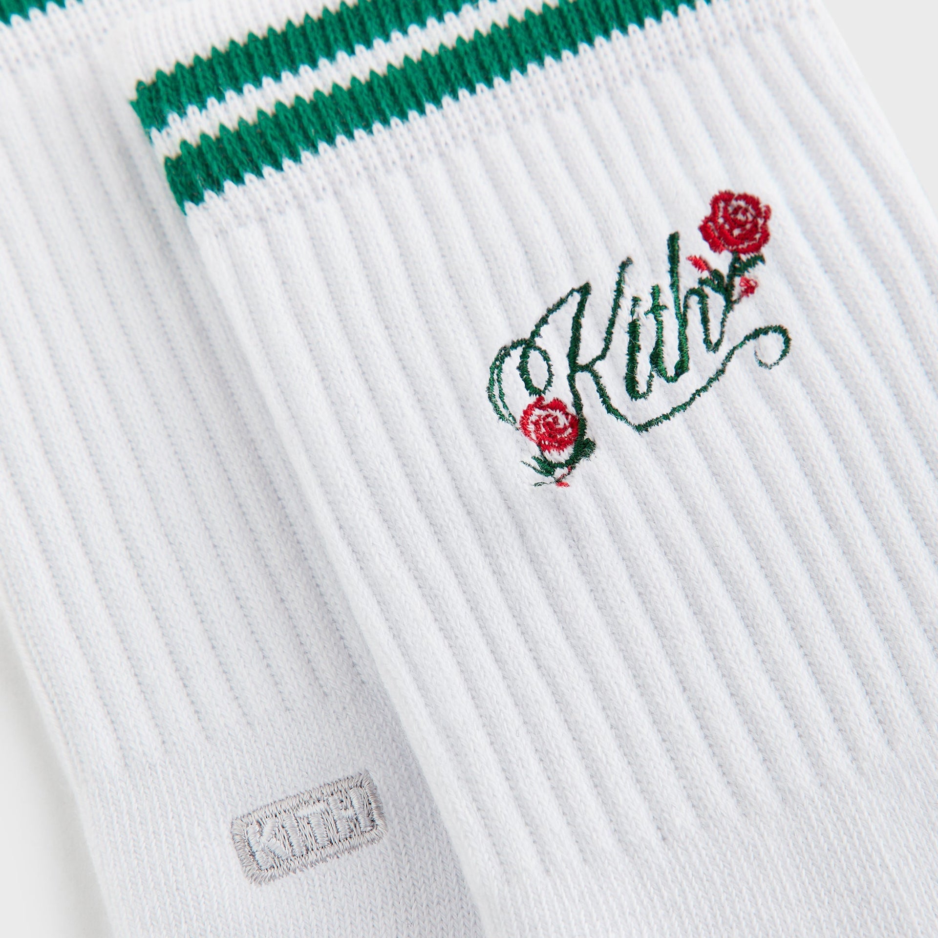Kith Double Striped Floral Cotton Mid Crew Socks - Conifer - PH