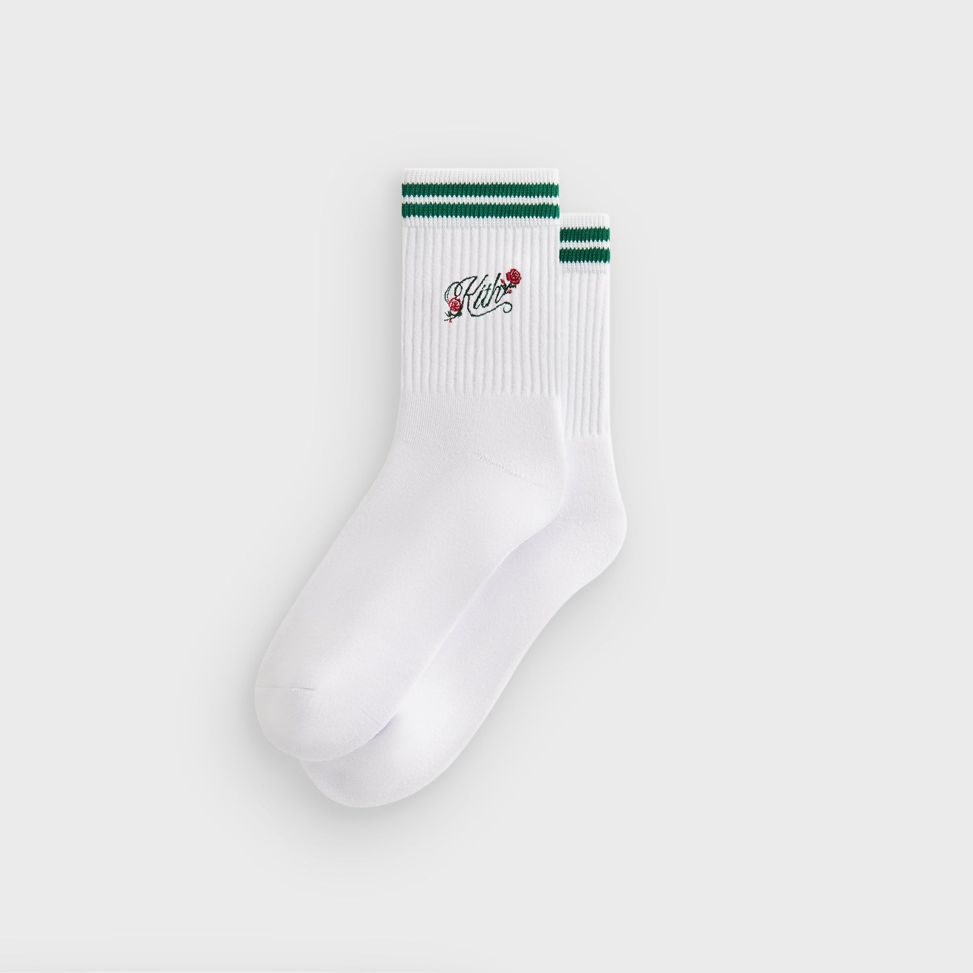 Kith Double Striped Floral Cotton Mid Crew Socks - Conifer - PH