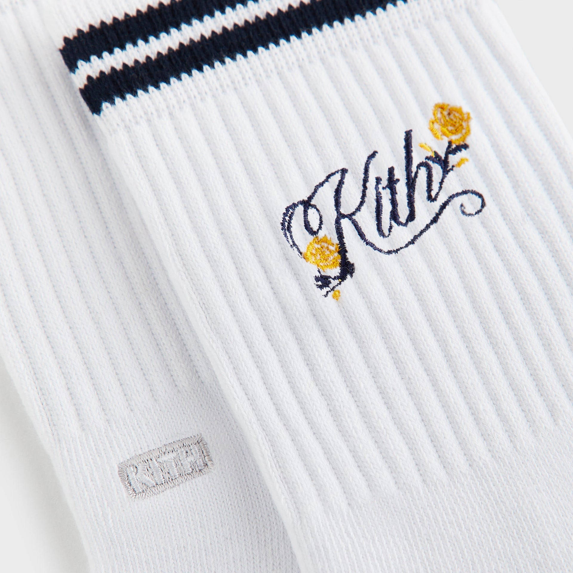Kith Double Striped Floral Cotton Mid Crew Socks - Nocturnal - PH
