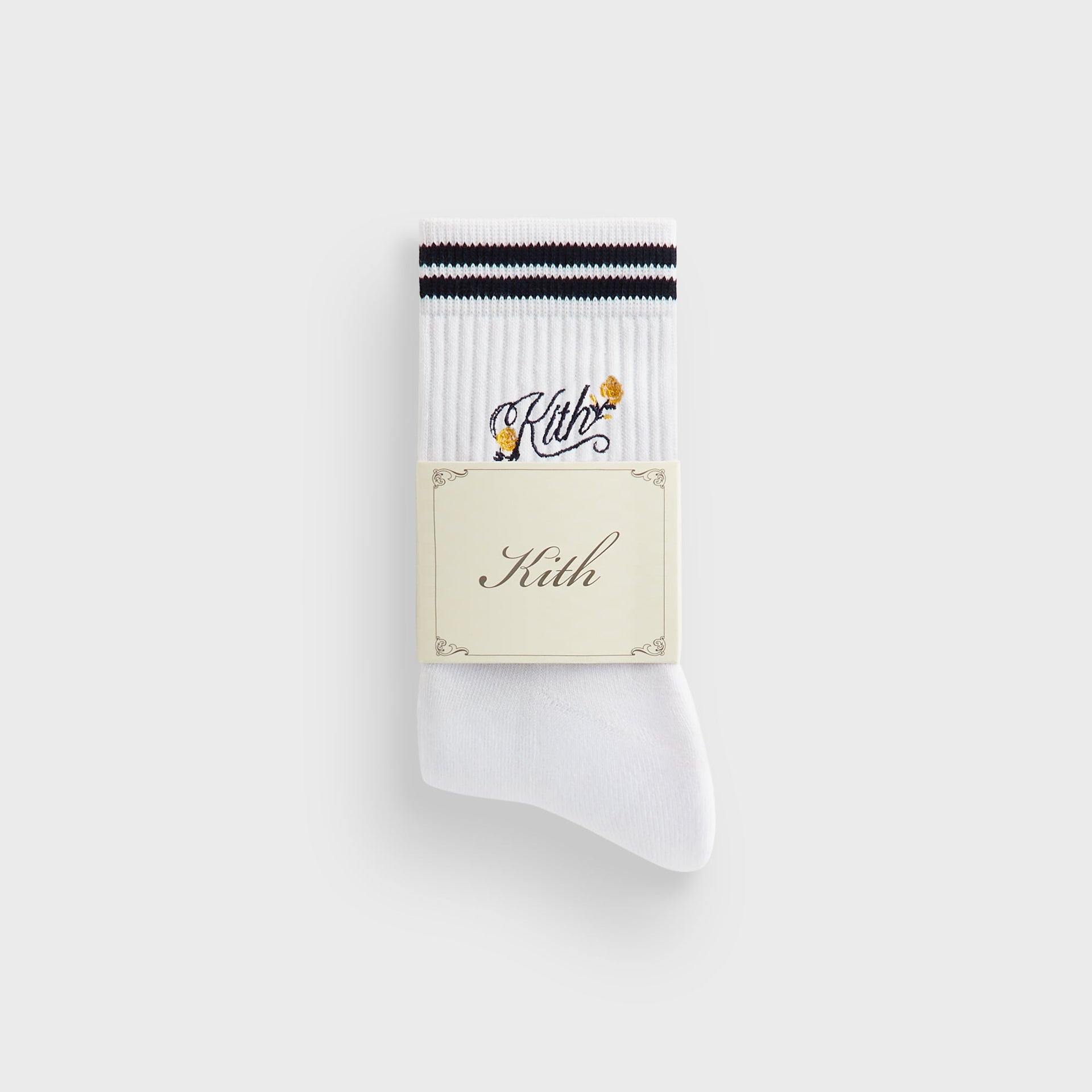 Kith Double Striped Floral Cotton Mid Crew Socks - Nocturnal - PH