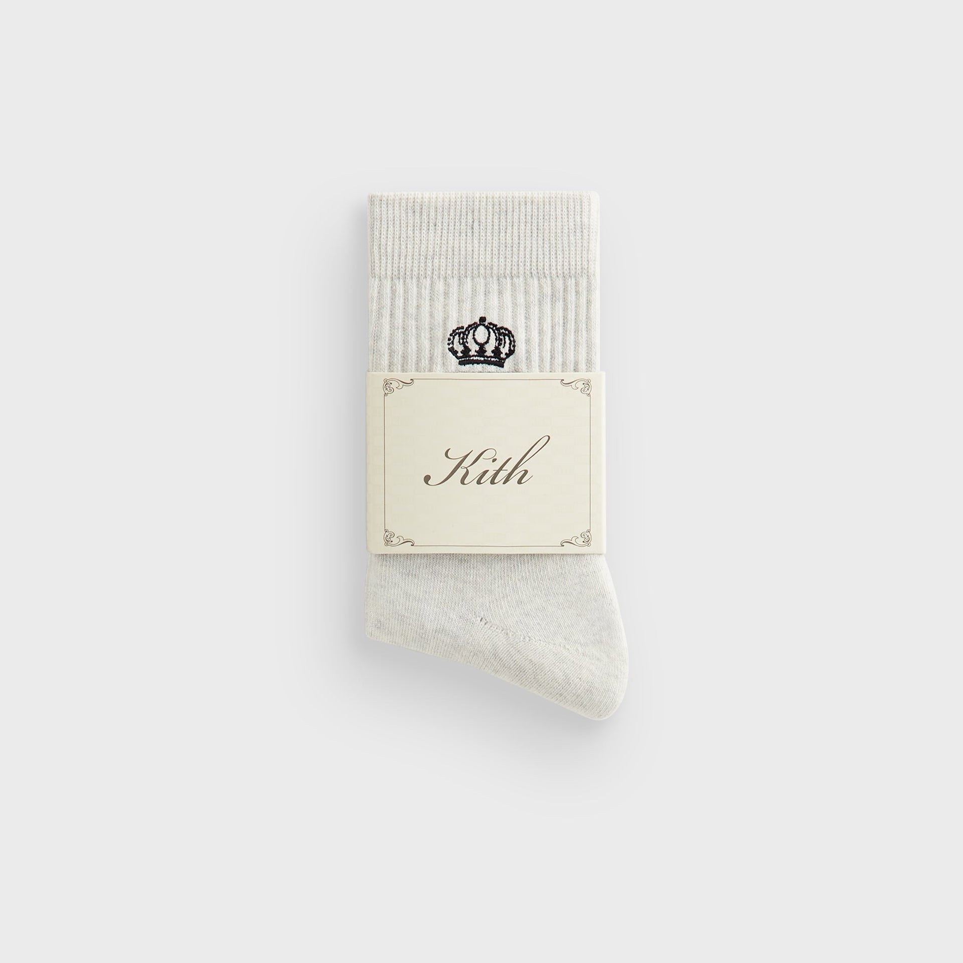 Kith Insignia Cotton Mid Crew Socks - Light Heather Grey - PH