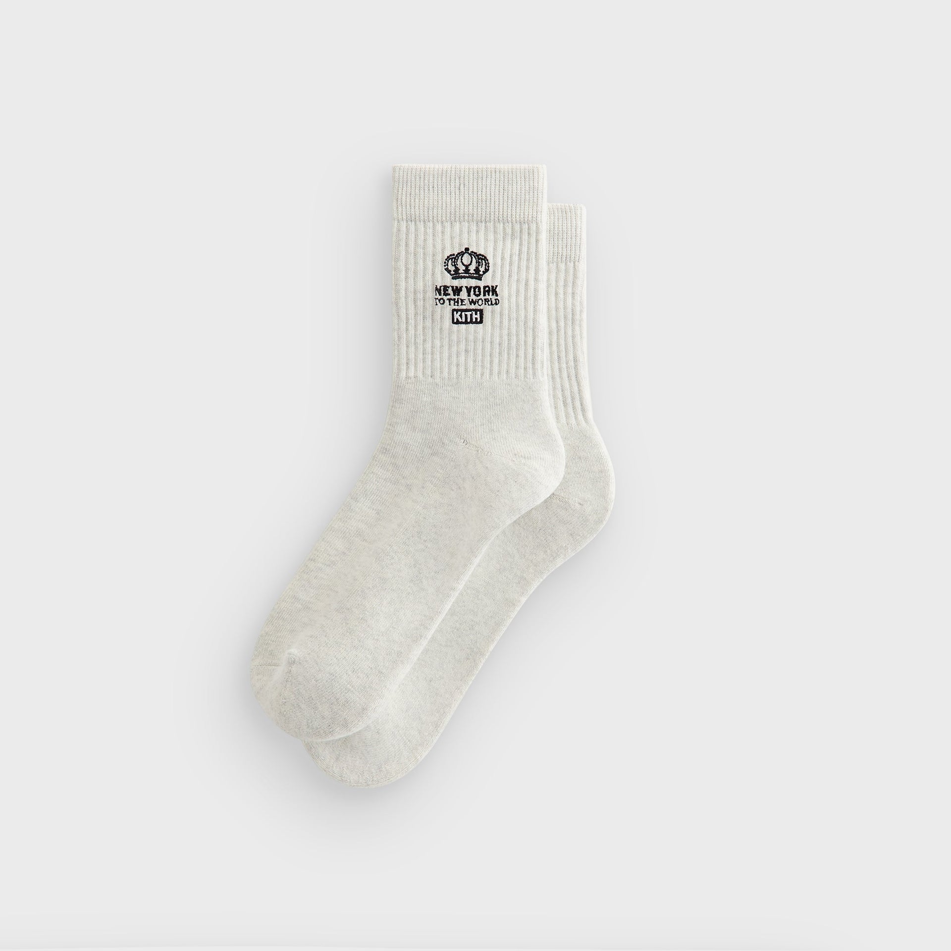 Kith Insignia Cotton Mid Crew Socks - Light Heather Grey - PH