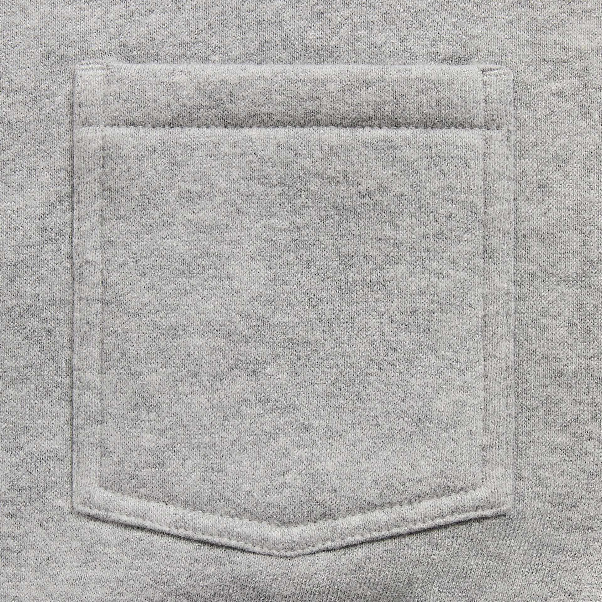 &Kin Eito Jacket detail: heather grey fleece patch pocket with topstitching