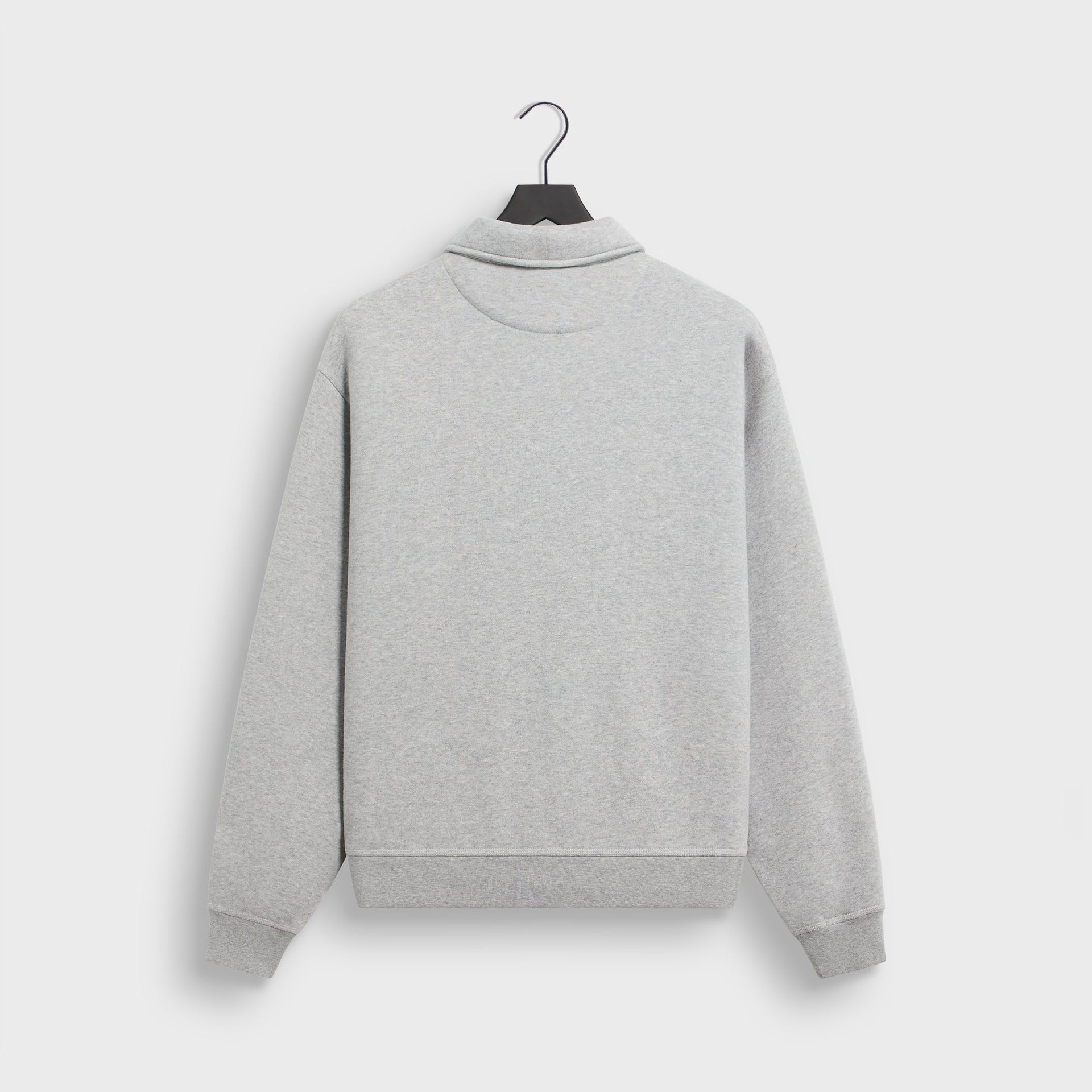 &Kin Eito Workwear Jacket in heather grey, plain back view on hanger with dropped shoulders