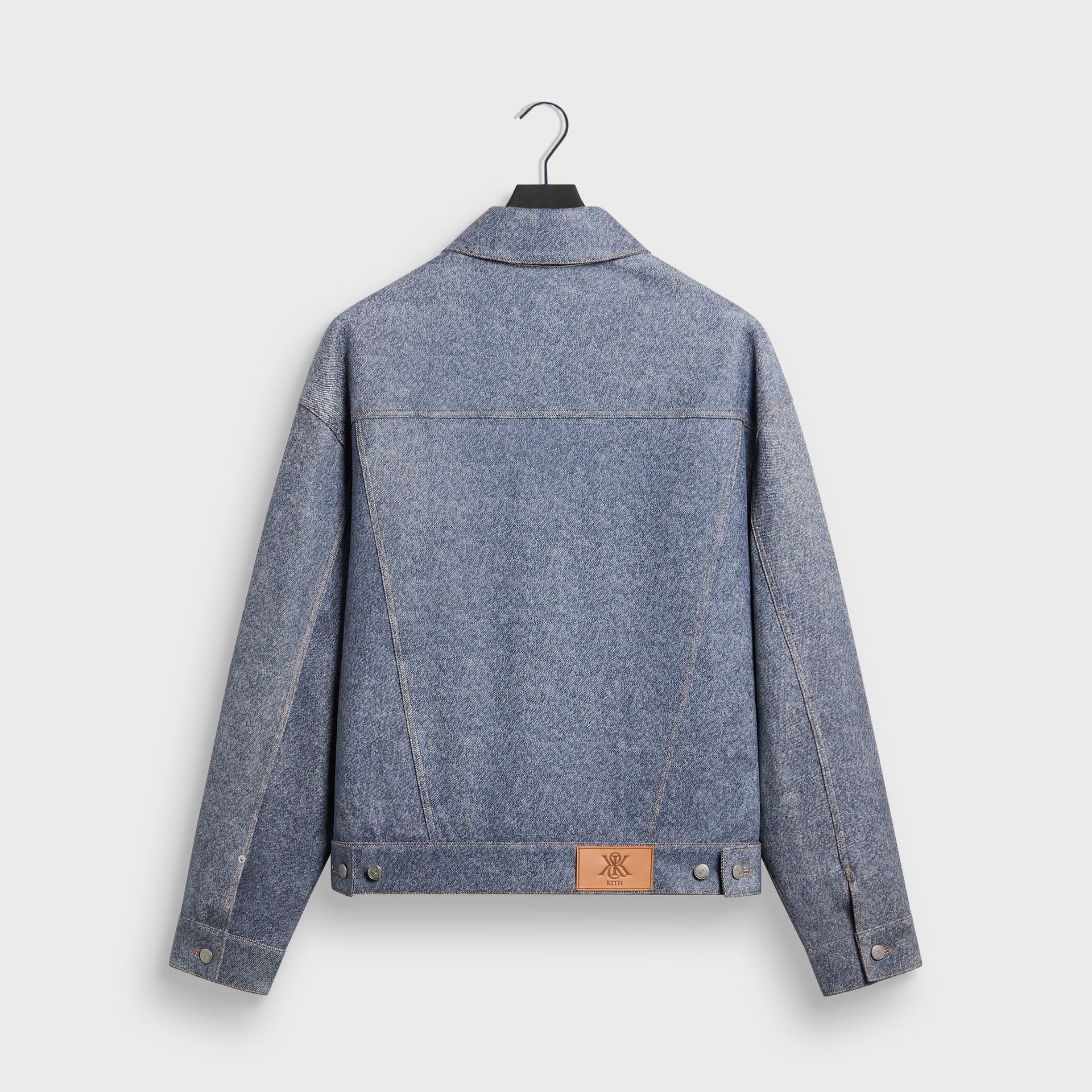 Kith Leather Denim Dario Trucker Jacket - Mid Indigo - PH