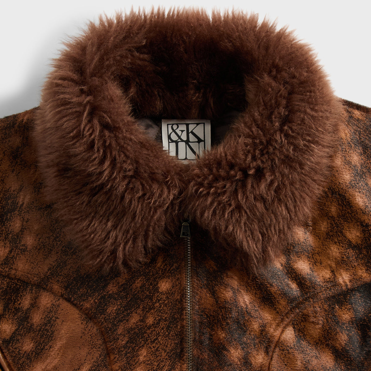 &Kin Deer Print Ponyhair Vail Jacket - Nougat