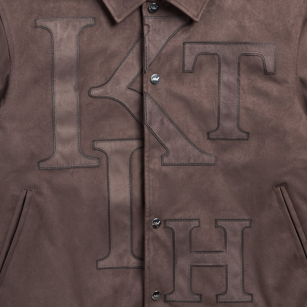 Kith Microsuede Varsity Coaches Jacket - Dark Ash