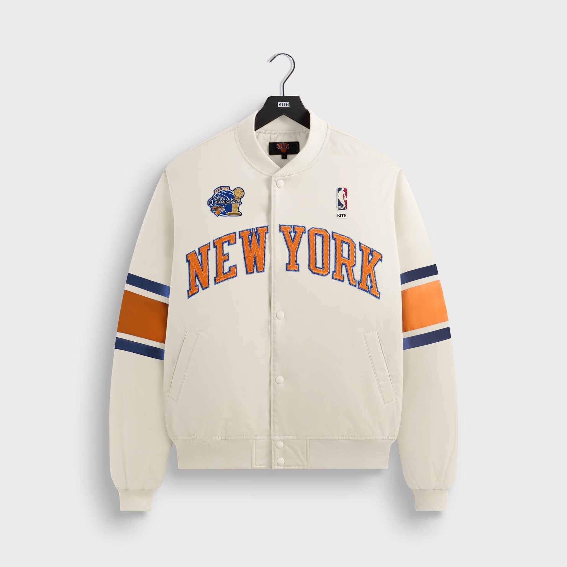 MADE-TO-ORDER | Kith for the New York Knicks 2026 Champions Satin Bomber Jacket - Sandrift