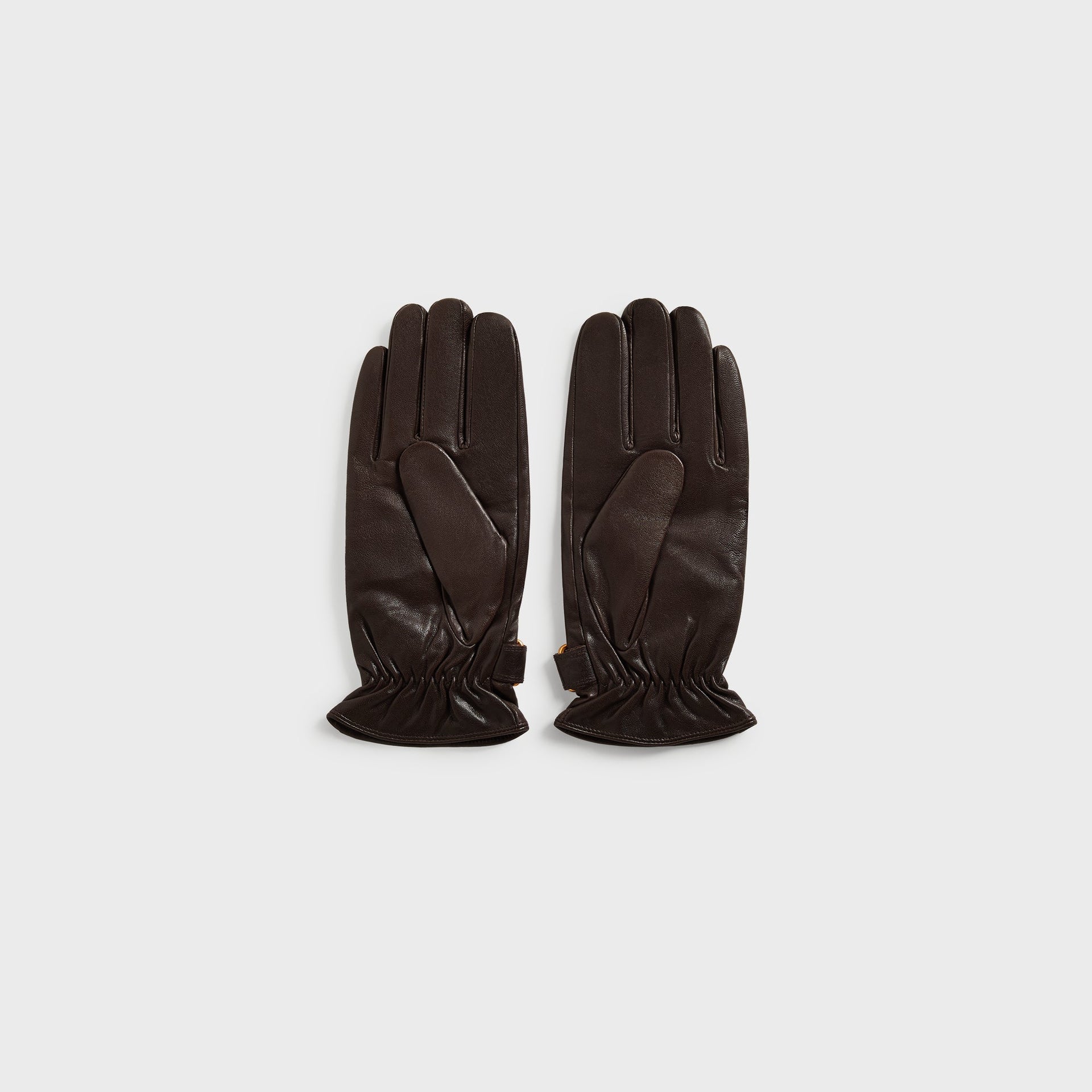 Kith Nappa Leather Manhattan Gloves in Zoom, palm-side view showing thumb seam and finger stitching