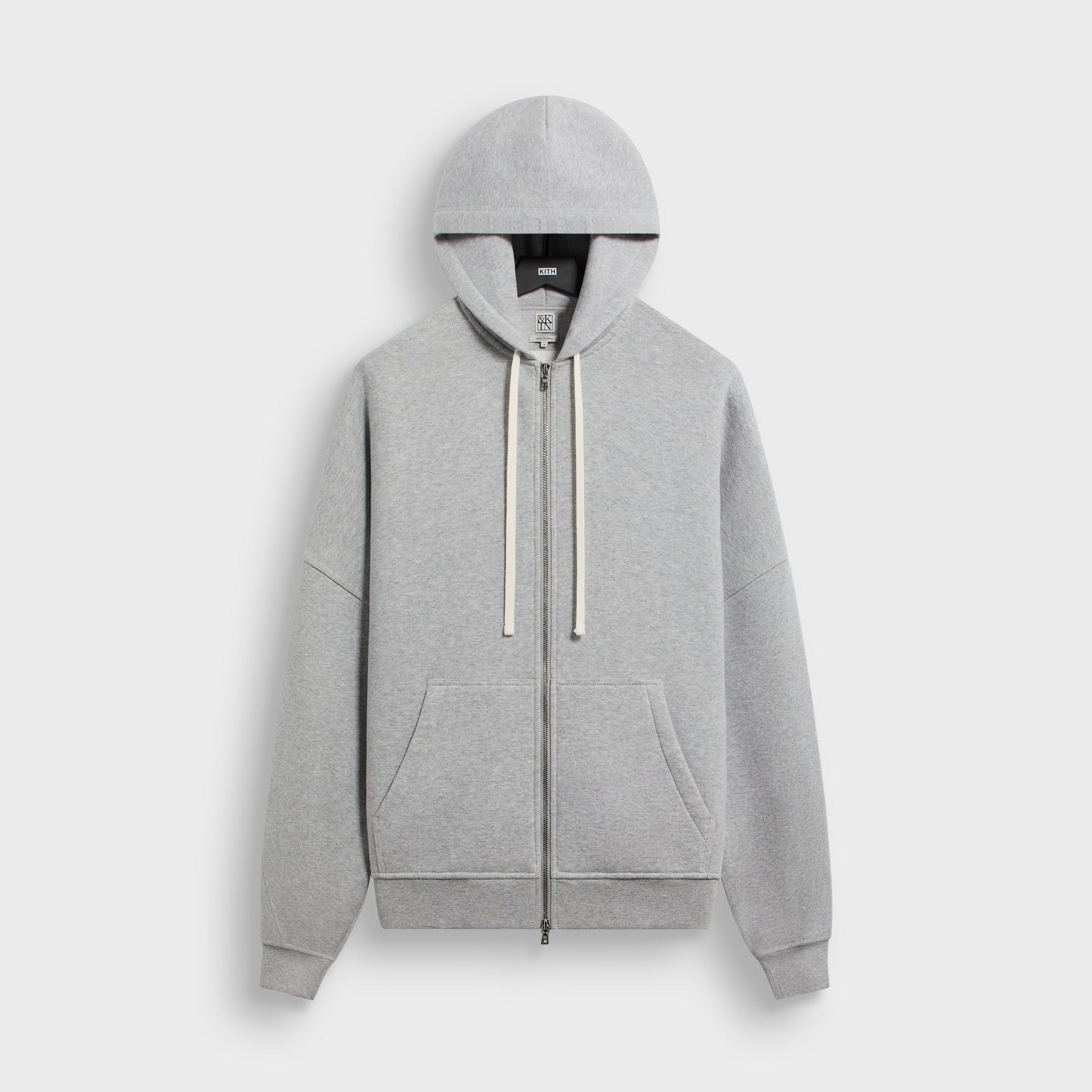 &Kin Plush Fleece Hiroshi Zip Front Hoodie - Medium Heather Grey - PH