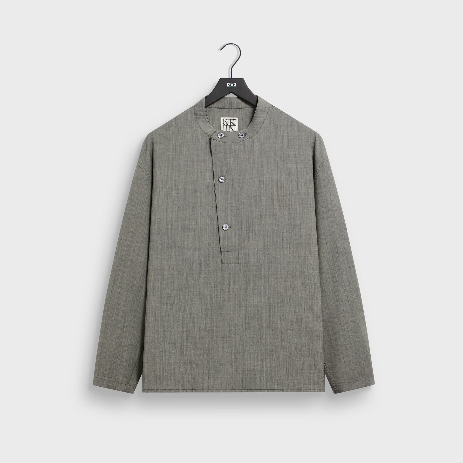 &Kin Tropical Wool Leven Shirt - Grey Melange - PH