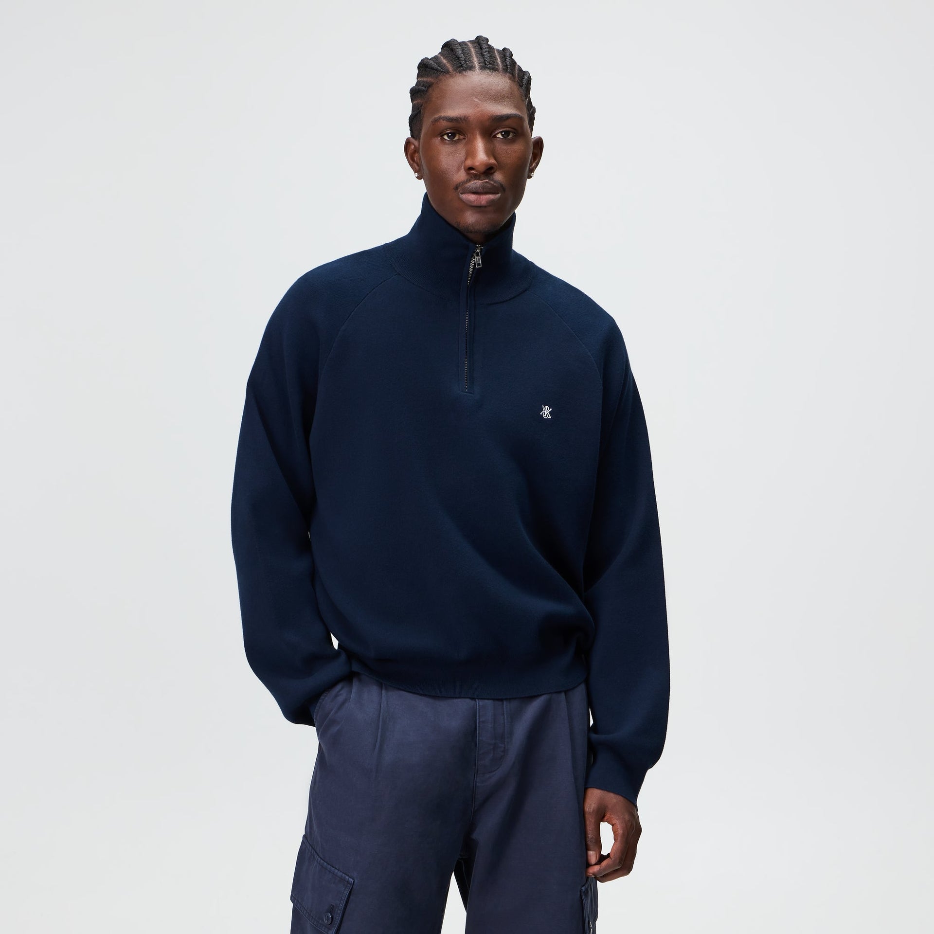 Kith Compact Cotton Knit Javier Quarter Zip Pullover - Nocturnal - PH