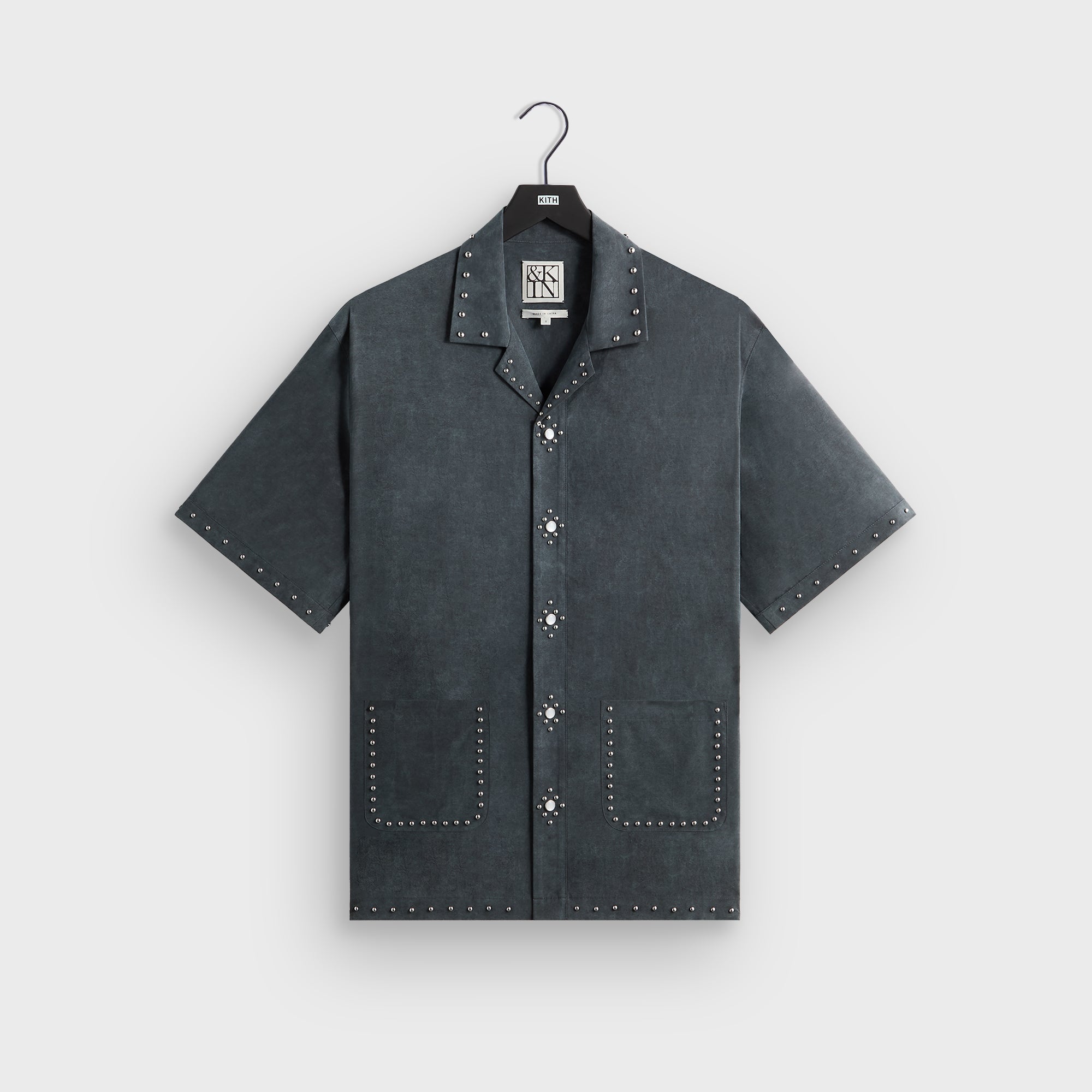 &Kin Studded Cupro Linen Sawyer Shirt - Somber – Kith