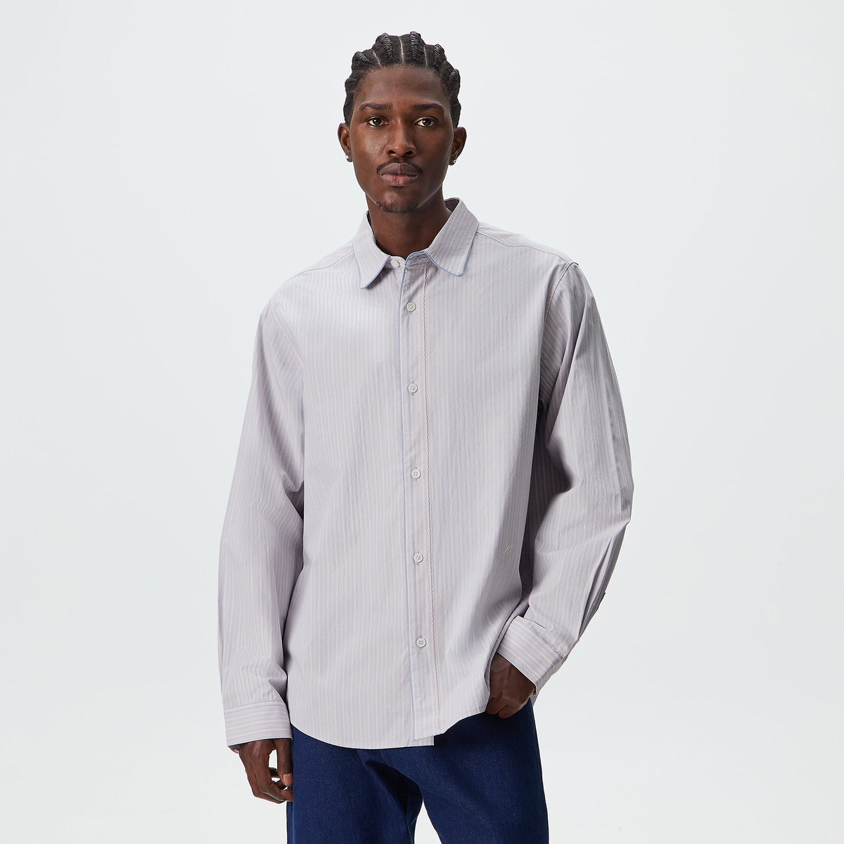 Kith Striped Poplin Georgie Shirt - Hydrangea