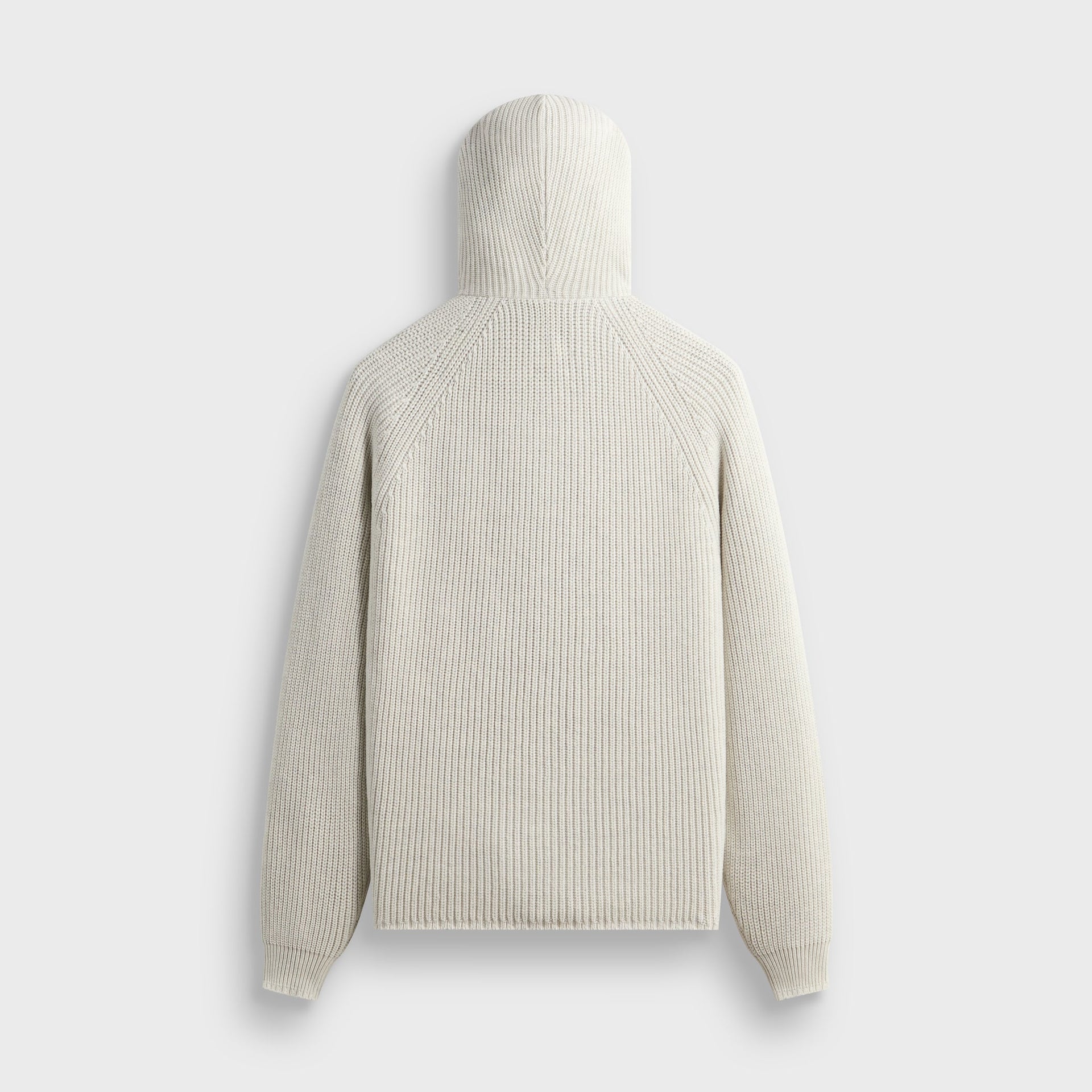 Kith Full Zip Knit Miles hoodie in light heather grey, back flat lay