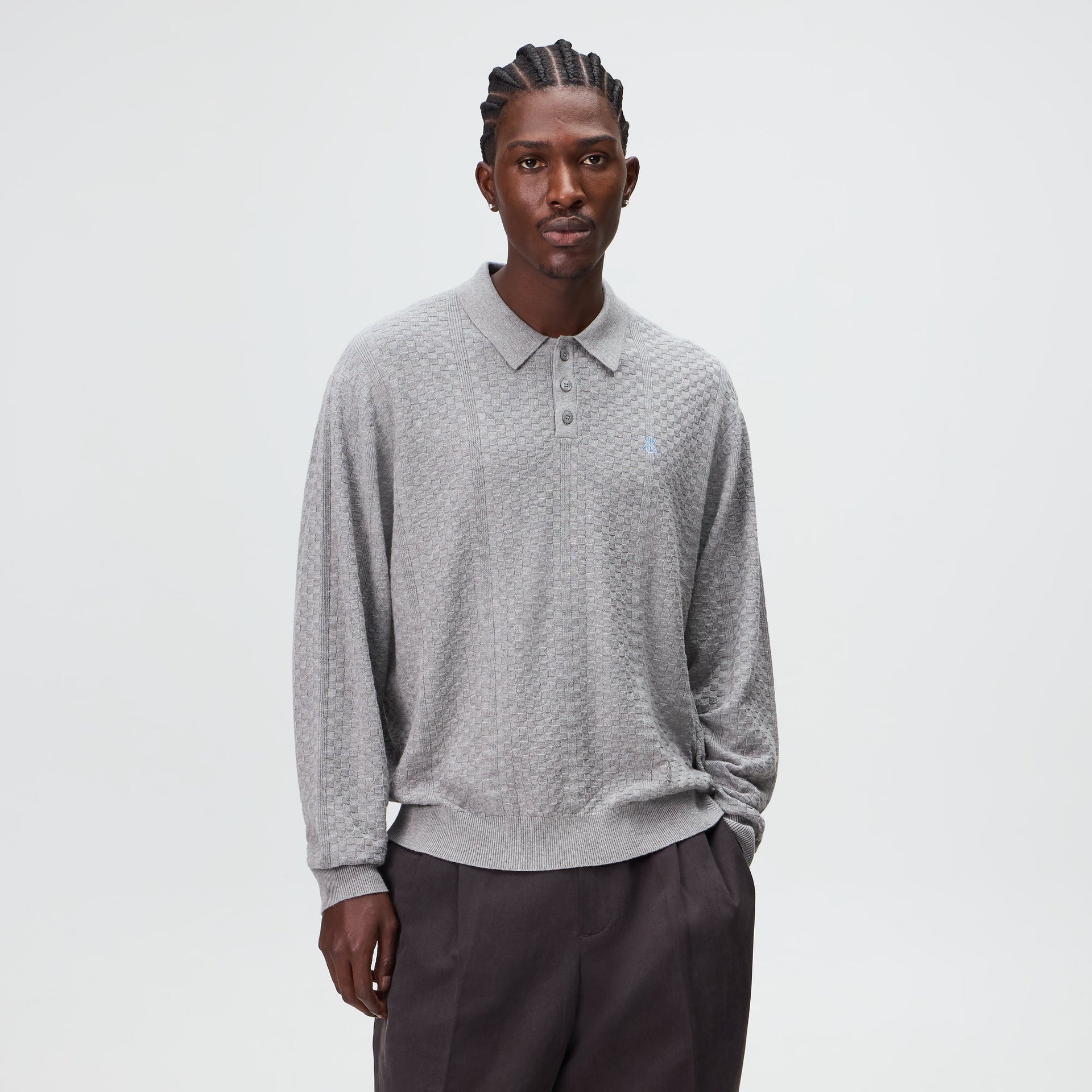 Kith Long Sleeve Tilden Pullover - Medium Heather Grey - PH