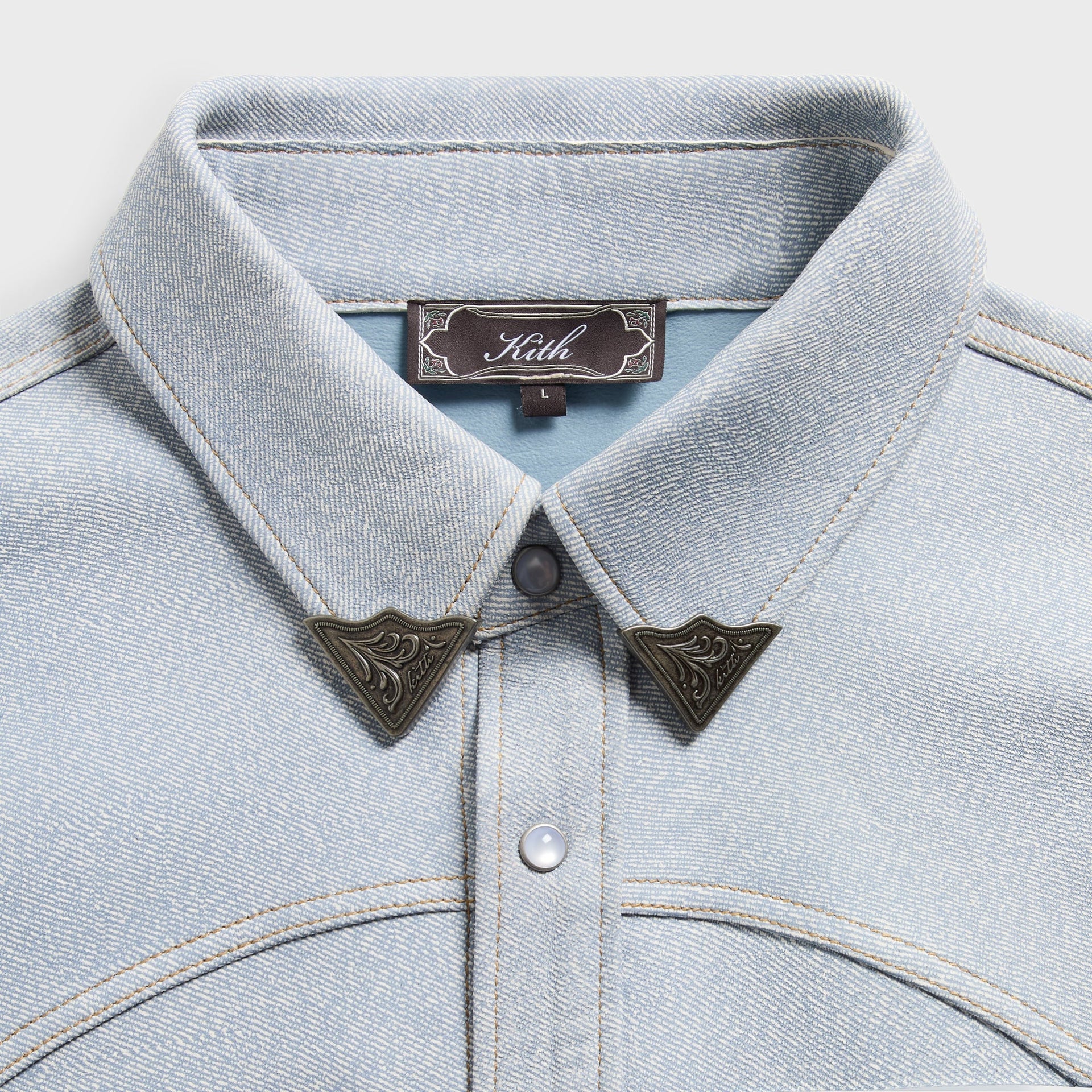 Kith Leather Denim Western Henson Shirt - Light Indigo - PH