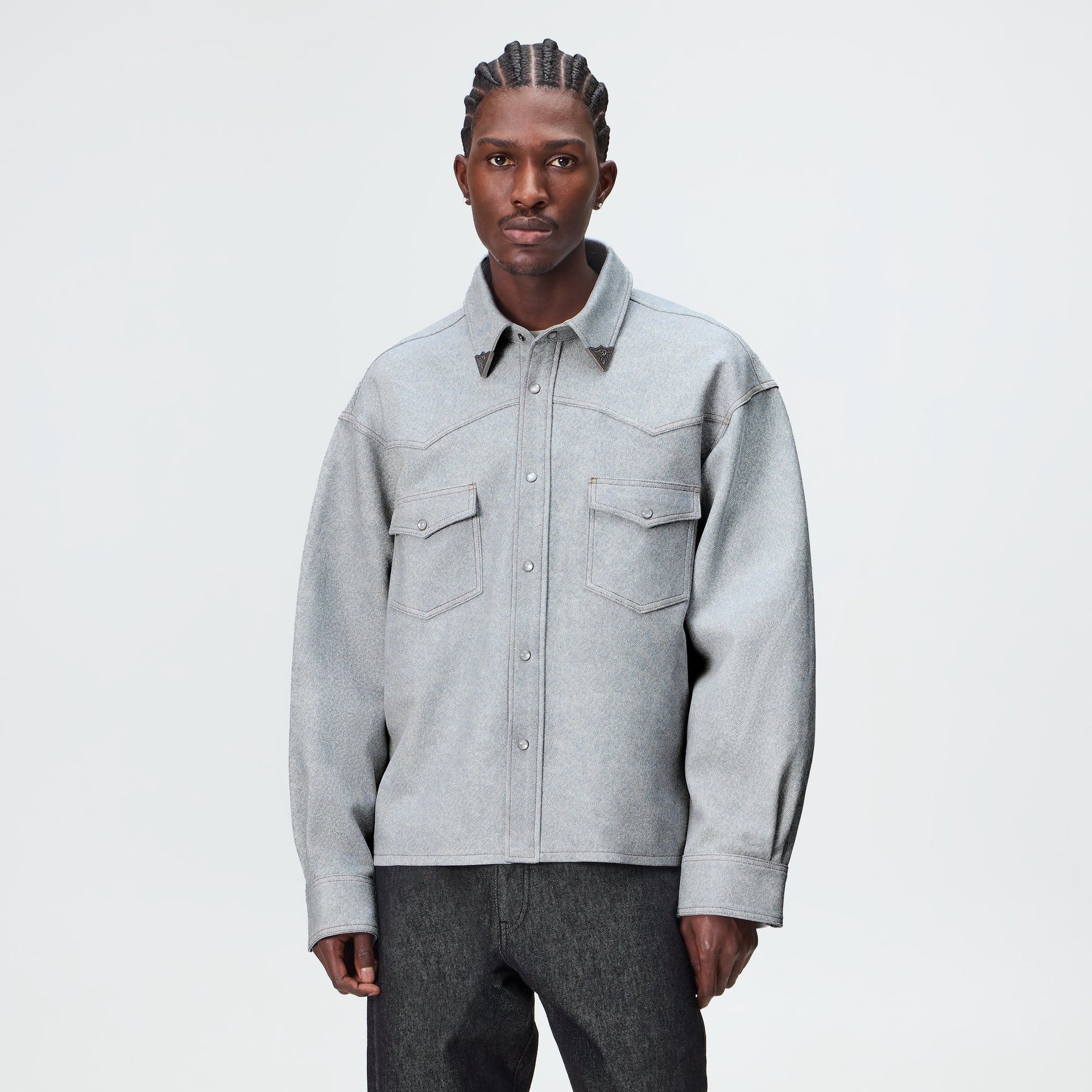 Kith Leather Denim Western Henson Shirt - Light Indigo - PH