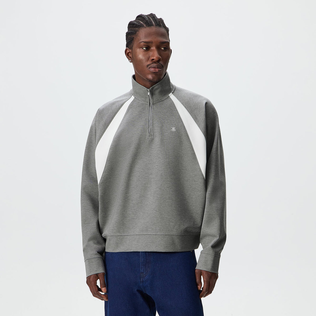 Kith Ponte Novak Quarter Zip - Medium Heather Grey