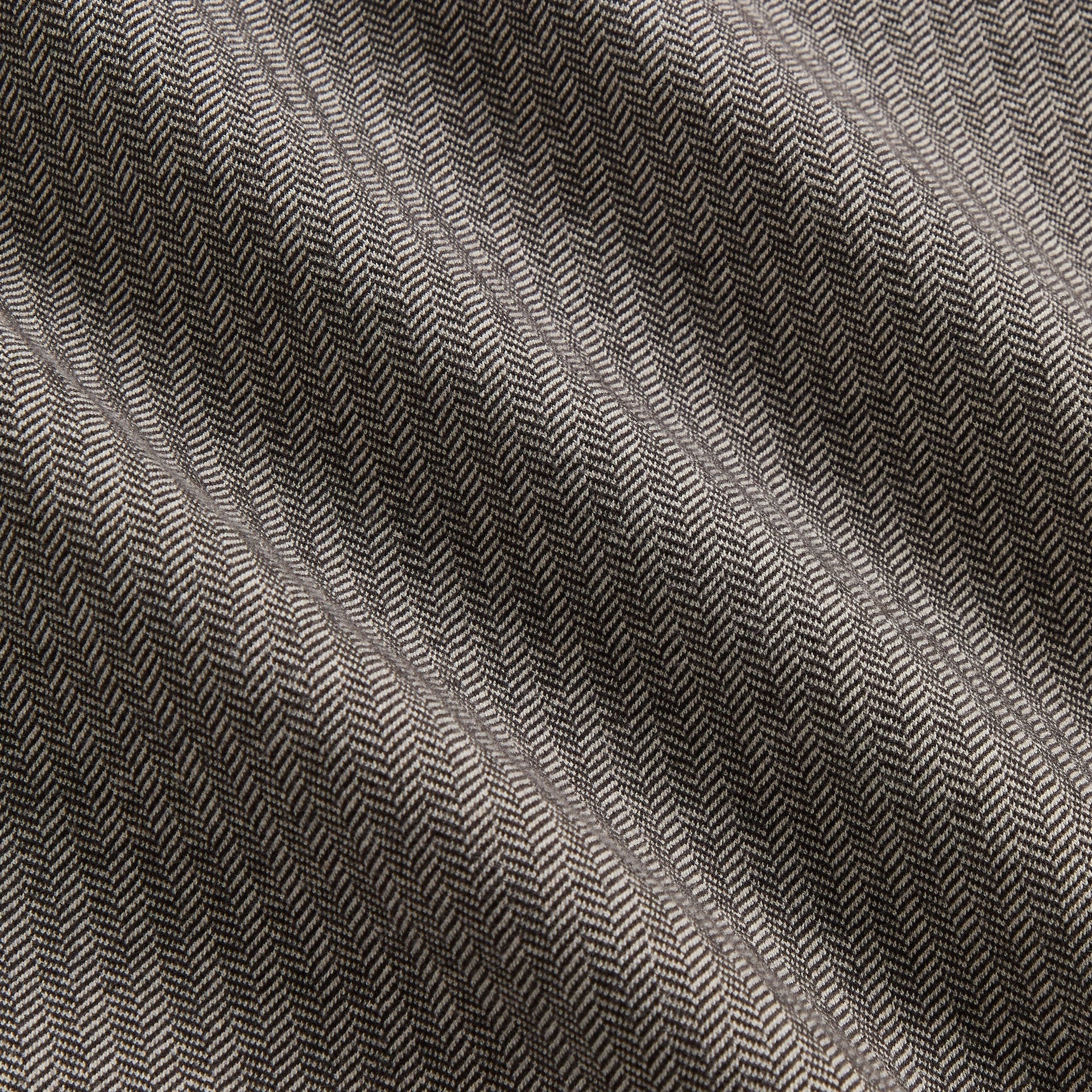 &Kin Williams V hoodie fabric close-up, grey and cream herringbone double-face weave