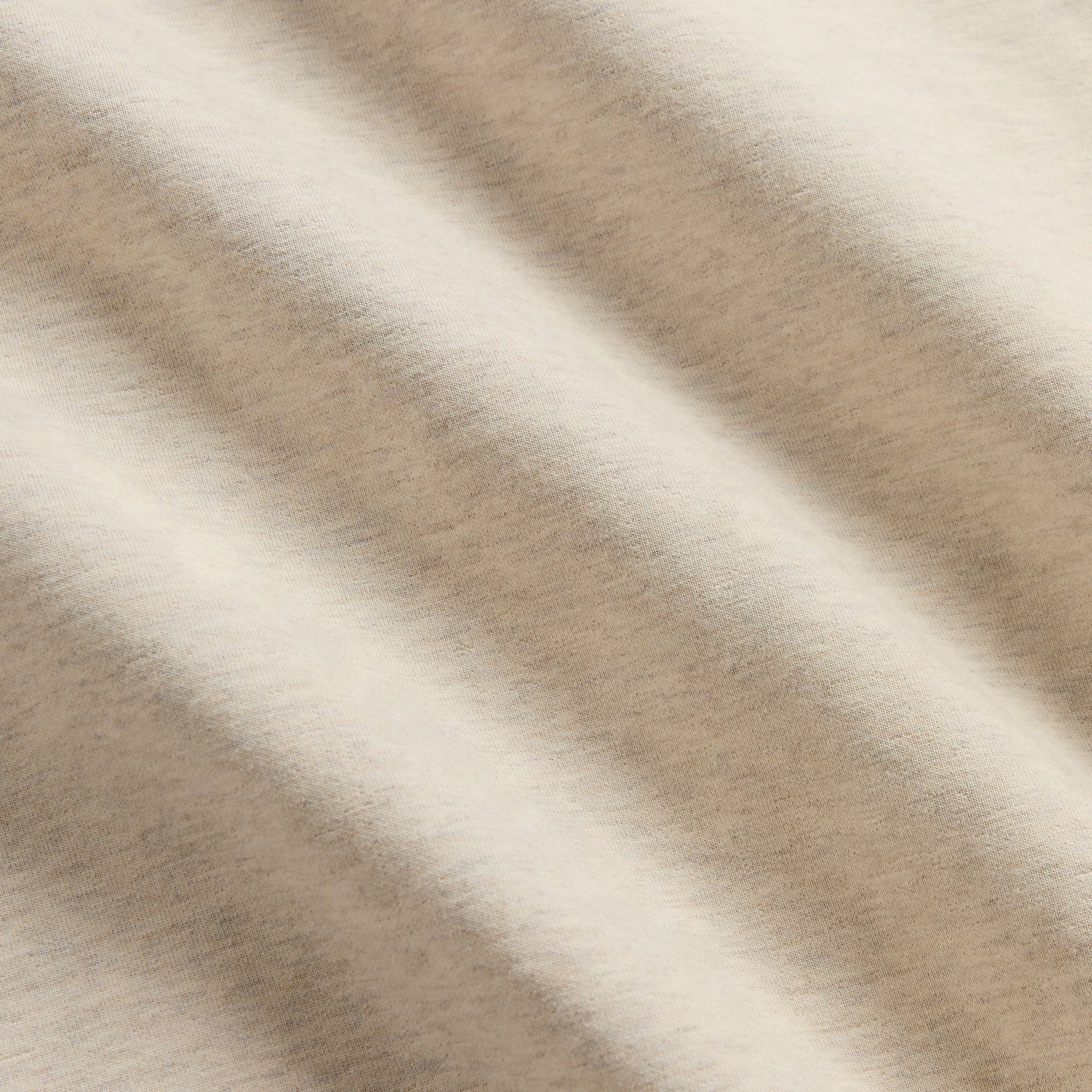 &Kin Williams V hoodie cream heathered fleece fabric close-up