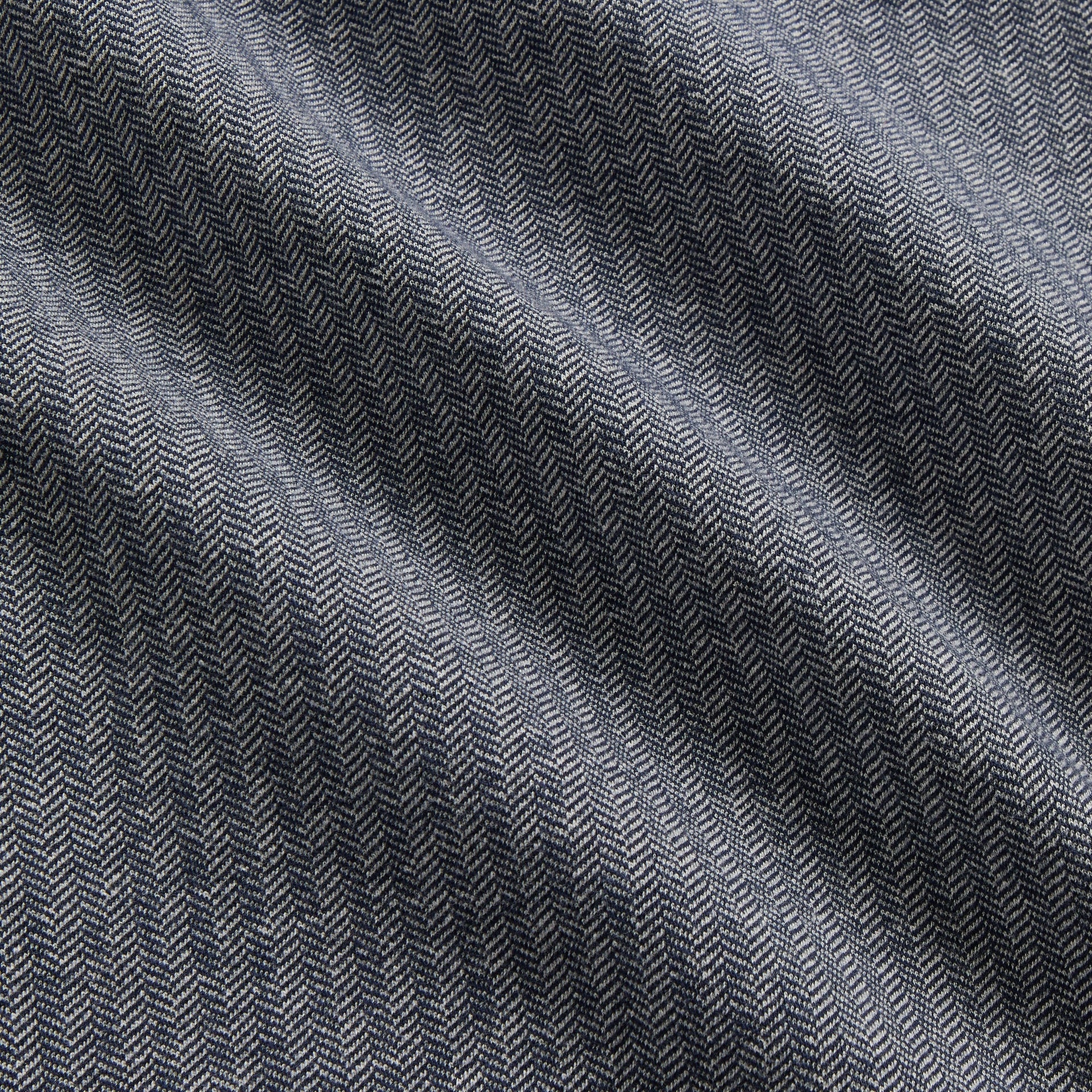 &Kin Williams V hoodie fabric close-up, navy and grey herringbone double-face weave