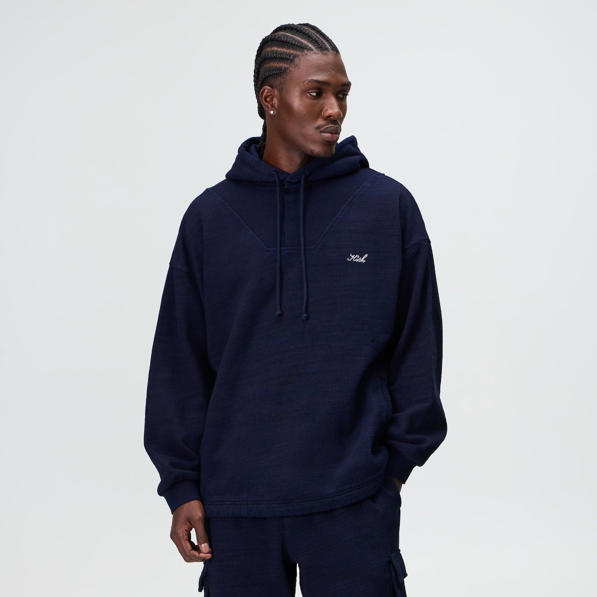 Kith Indigo Fleece Cropped Camden Hoodie - Raw Indigo - PH