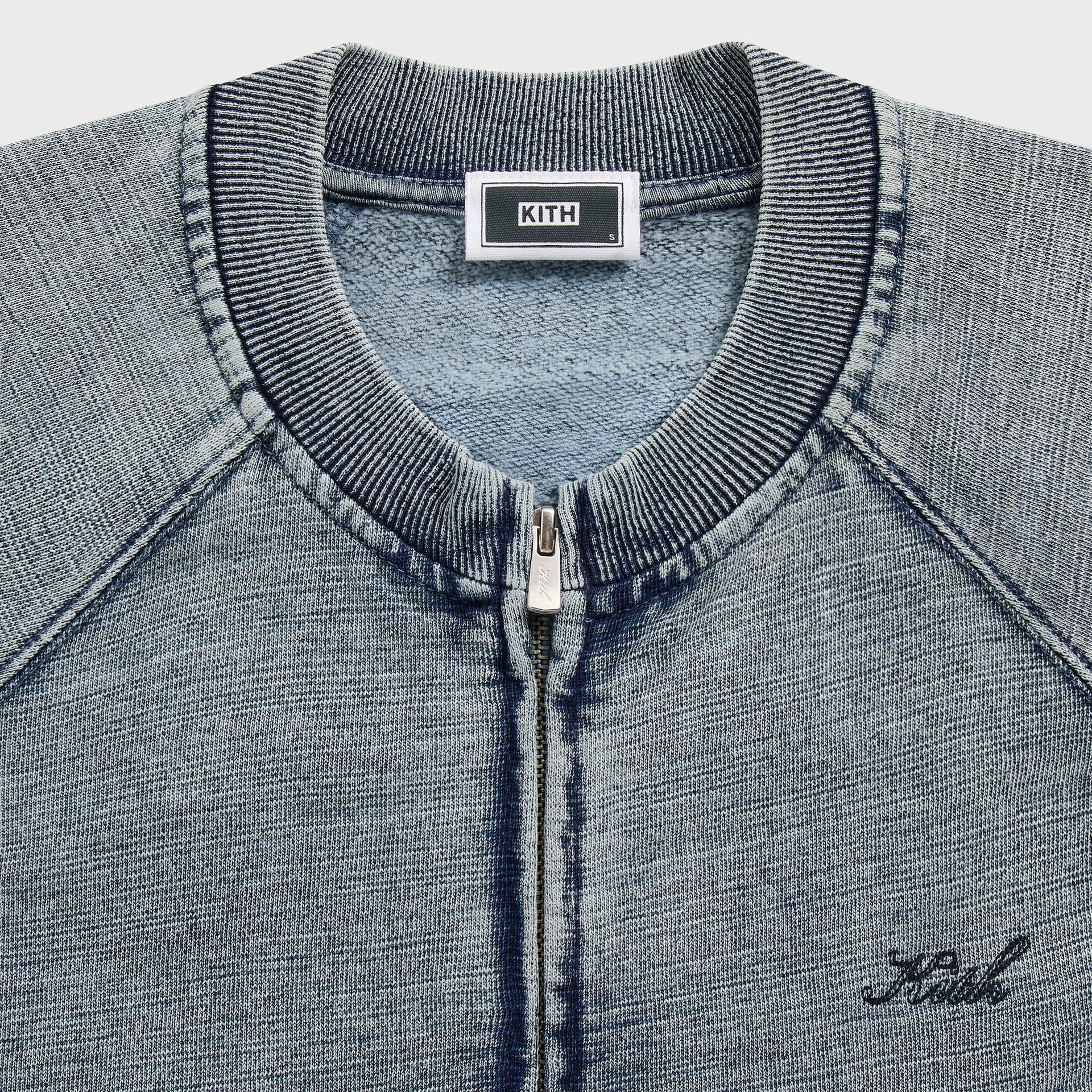 Kith Indigo Fleece Linus Full Zip Crewneck - Light Indigo