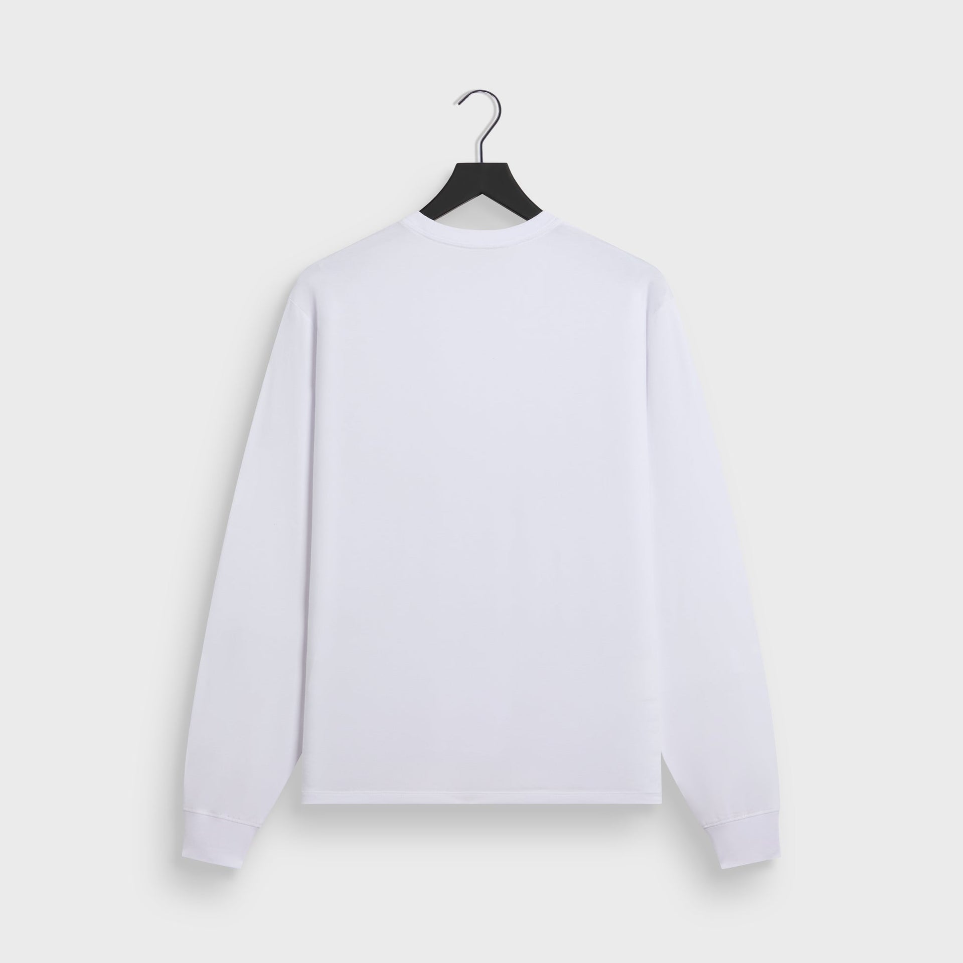 &Kin Long Sleeve Darin Tee in white, back view on hanger showing plain cotton back and long sleeves