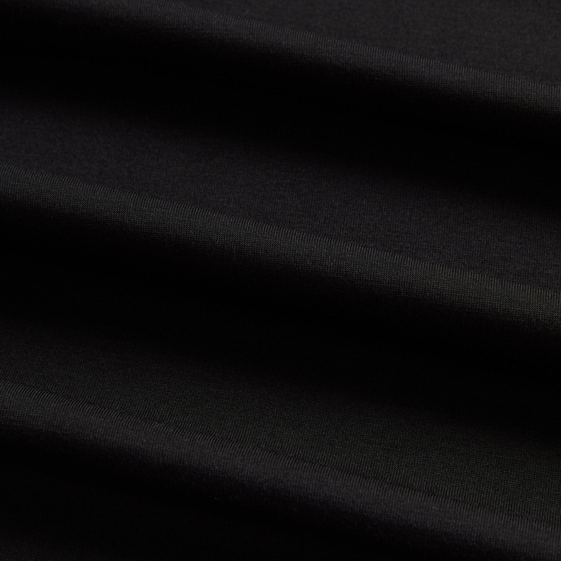 &Kin Mock Neck Albie Tee close-up of the black cotton jersey fabric