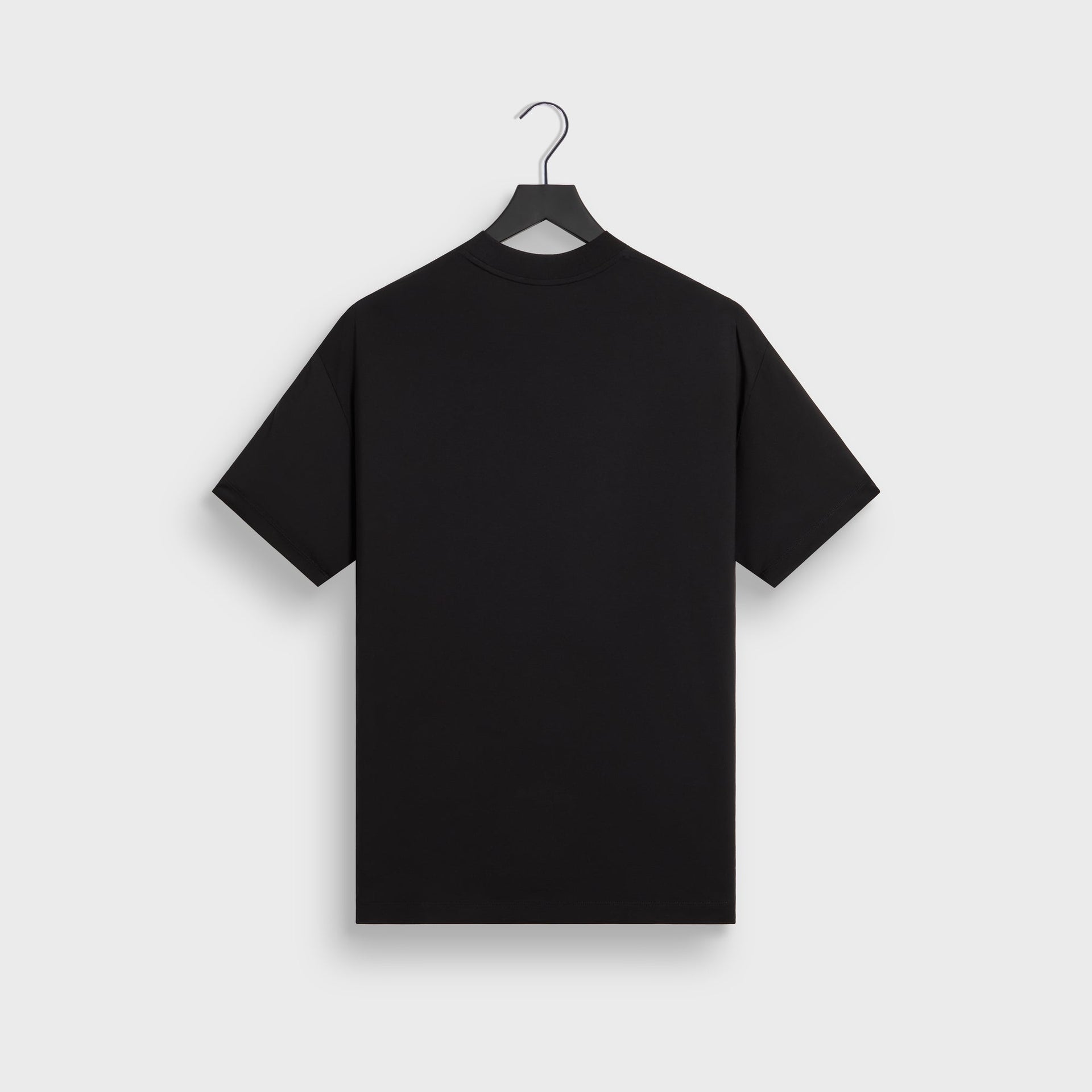 &Kin Mock Neck Albie Tee in black, back view on hanger