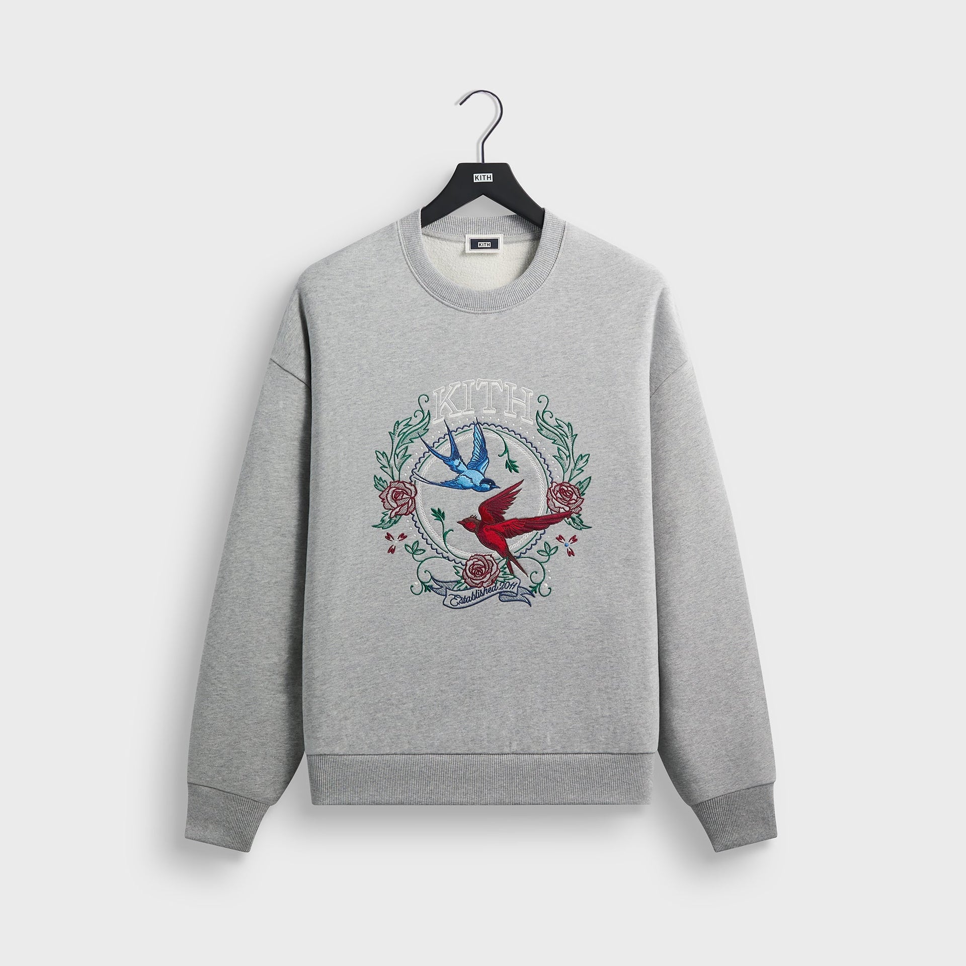 Kith Swallow Emblem Nelson Crewneck - Mid Heather Grey - PH