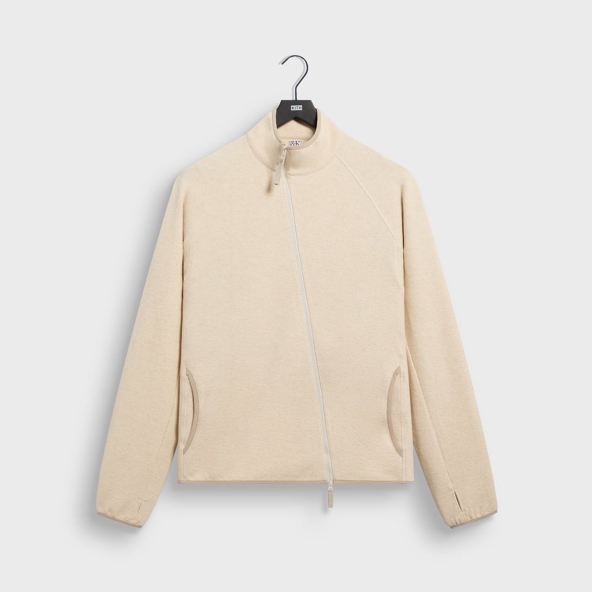 &Kin Cotton Cashmere Pique Calix Full Zip Jacket - Heather Oatmeal - PH