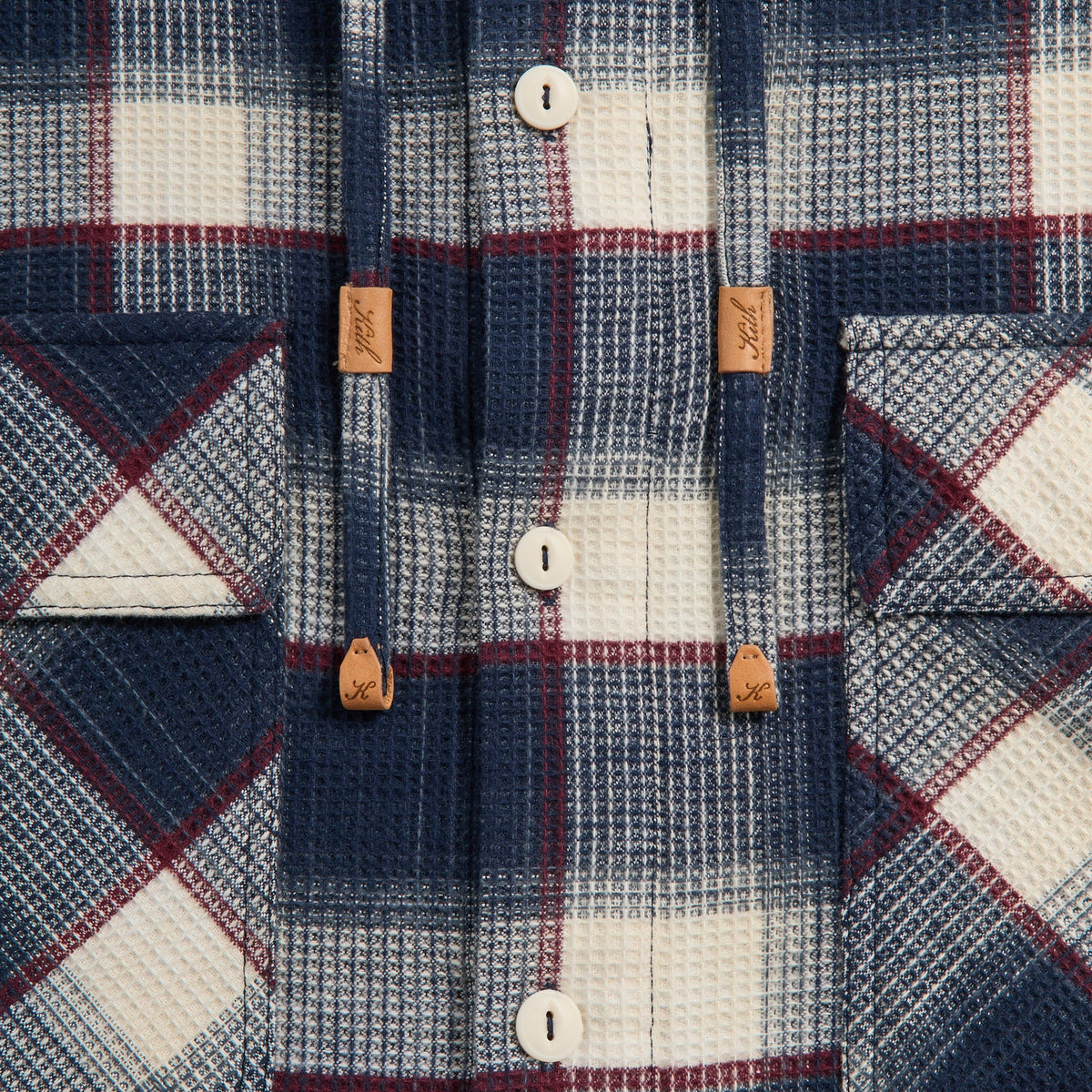 Kith Waffle Plaid Henson Hooded Buttondown - Sandrift