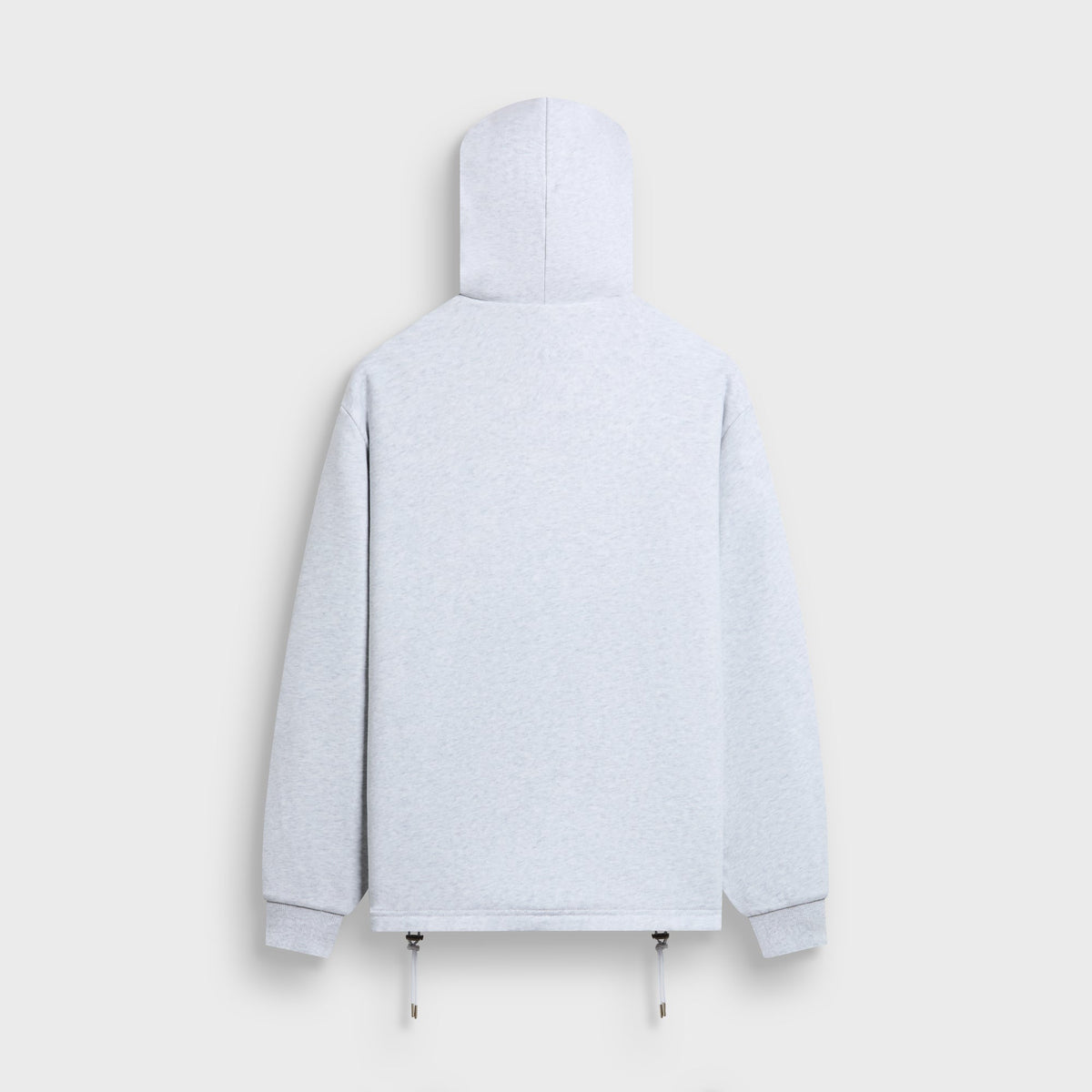 Kith Reversible Waffle Plaid Khenny Zip-Up Hoodie in light heather grey, back view, with drawcord hem