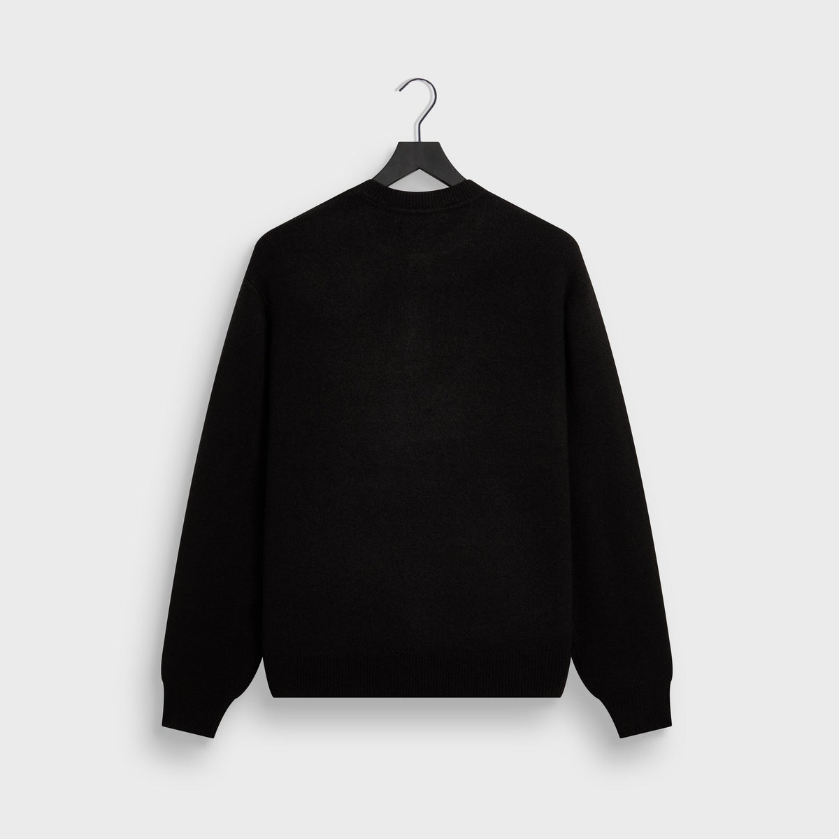 Kith Harmon Henley Sweater in black, back view, plain knit sweater